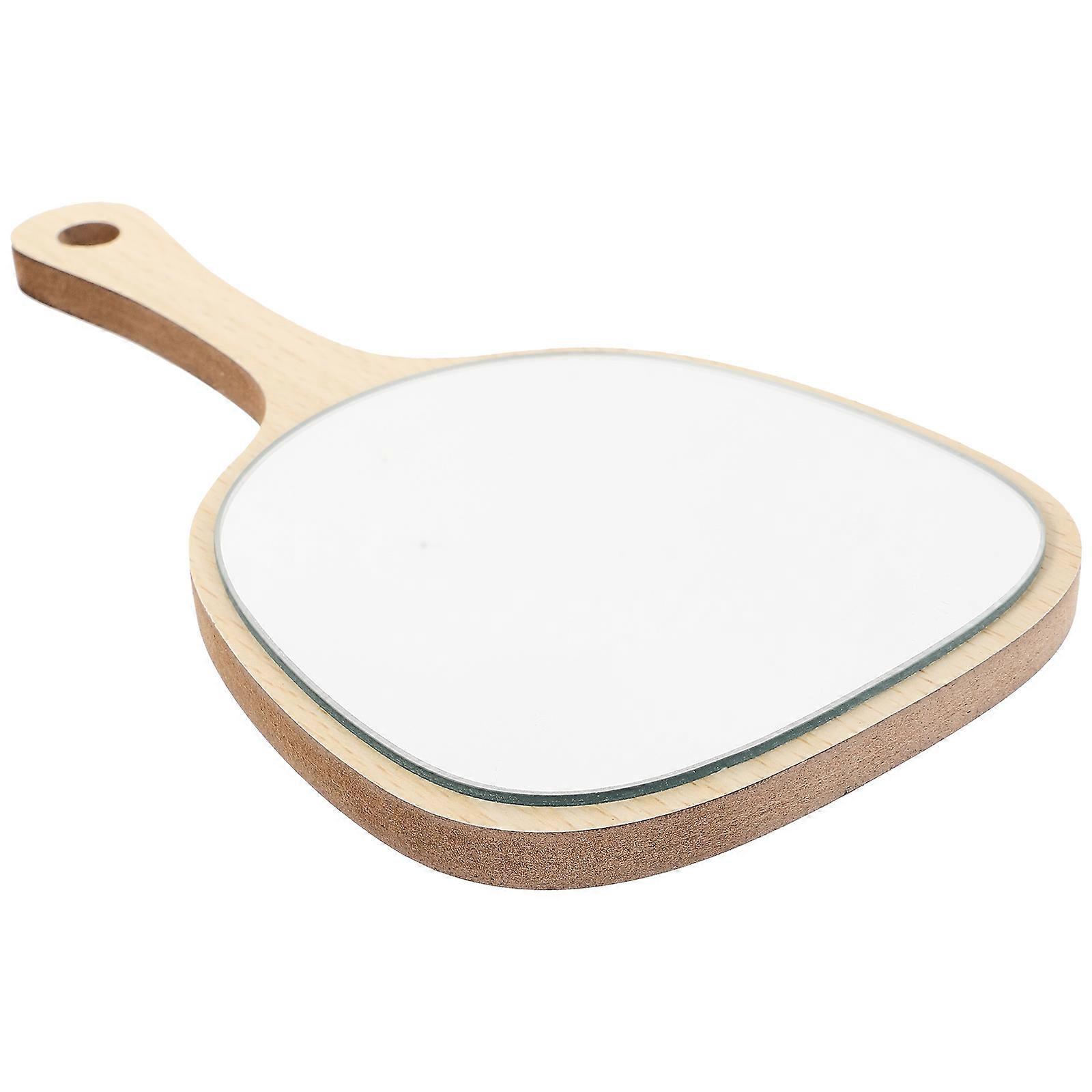 Damen-handspiegel Aus Holz Mit Griff, Badezimmerspiegel Zur Wandmontage Mit Hakenloch Für Make-up, Heimstudio, Reisen (sektorlack, Mittlere Größe)-khaki