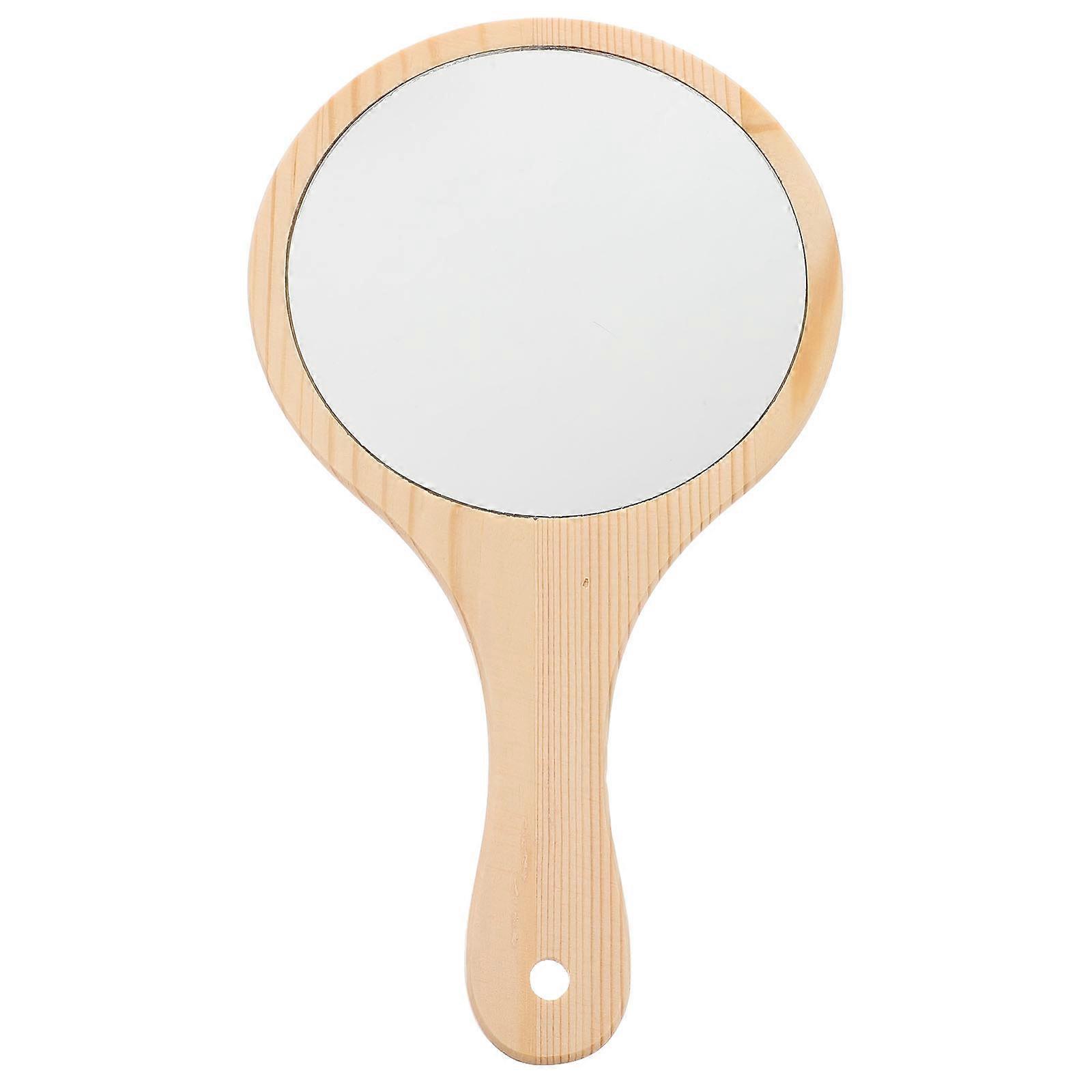 Tragbarer Schminkspiegel Mit Holzgriff – Kreativer Reise-kosmetikspiegel Für Frauen-29.50x16.50x1.00cm