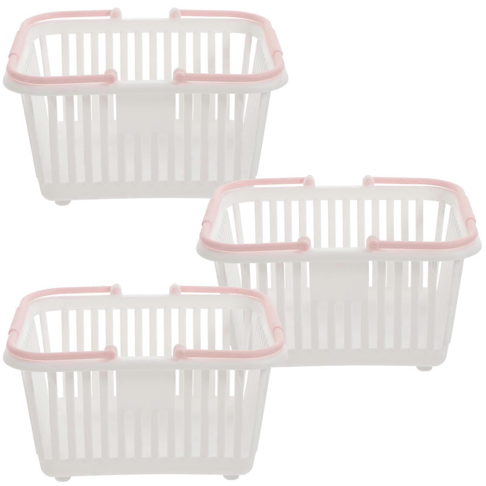 3er-set Kleine Kunststoffkörbe, Tragbarer Duschkorb, Strandtasche Aus Kunststoff, Kleiner Korb Mit Griff-16.00x13.00x8.00cm-white