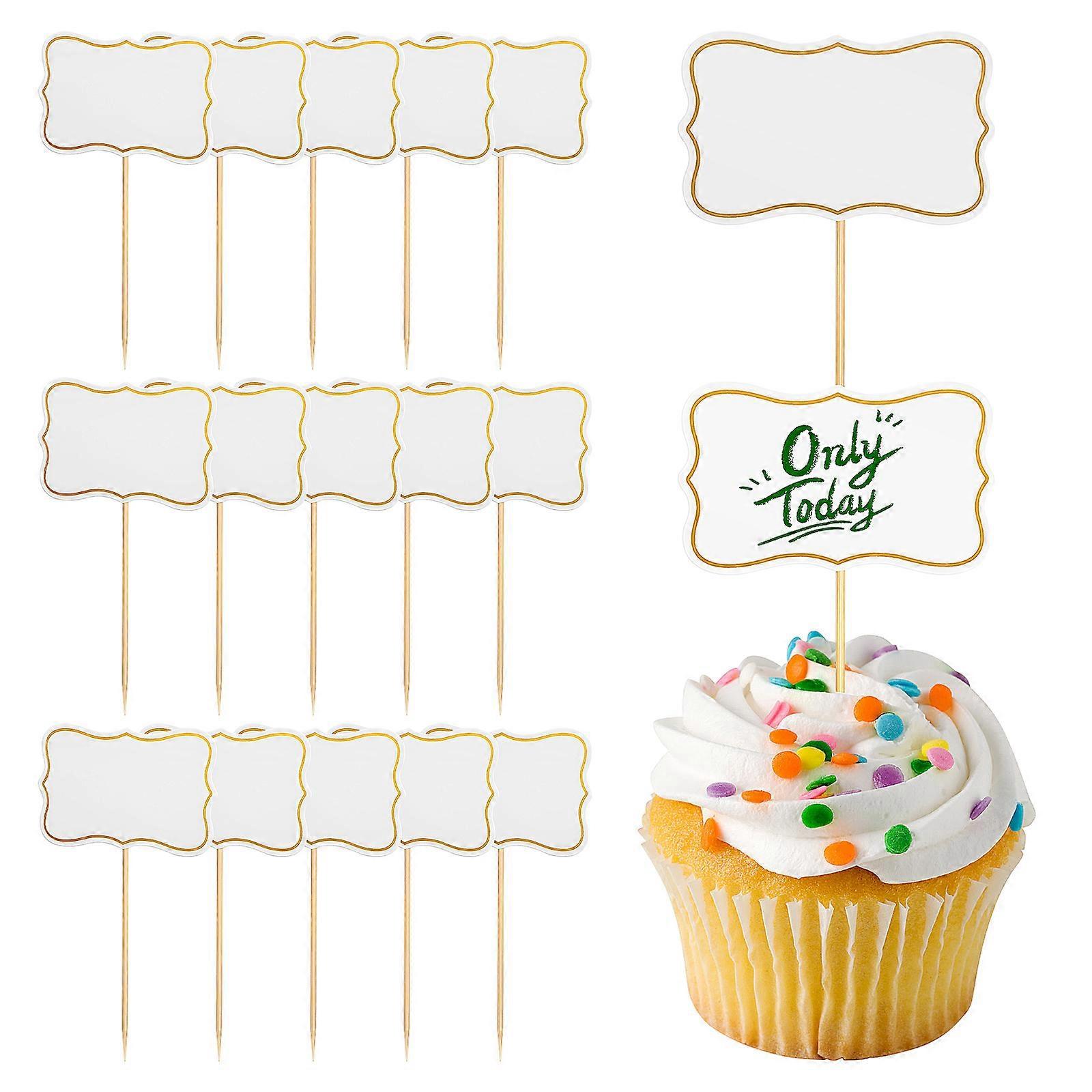 100 Stück Beschreibbare Lebensmittelfähnchen Für Zahnstocher, Kuchenspieße, Käsemarker Und Buffets-11.50x7.50x0.50cm
