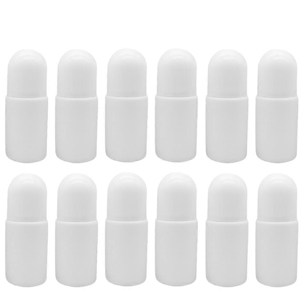 12 Stück 50-ml-rollflaschen Aus Kunststoff Für Ätherische Öle, Leer, Wiederbefüllbar, Auslaufsicher, Ideal Zum Selbermachen Von Deodorants Mit Kunststoffrolle-10.00x4.00x4.00cm-white