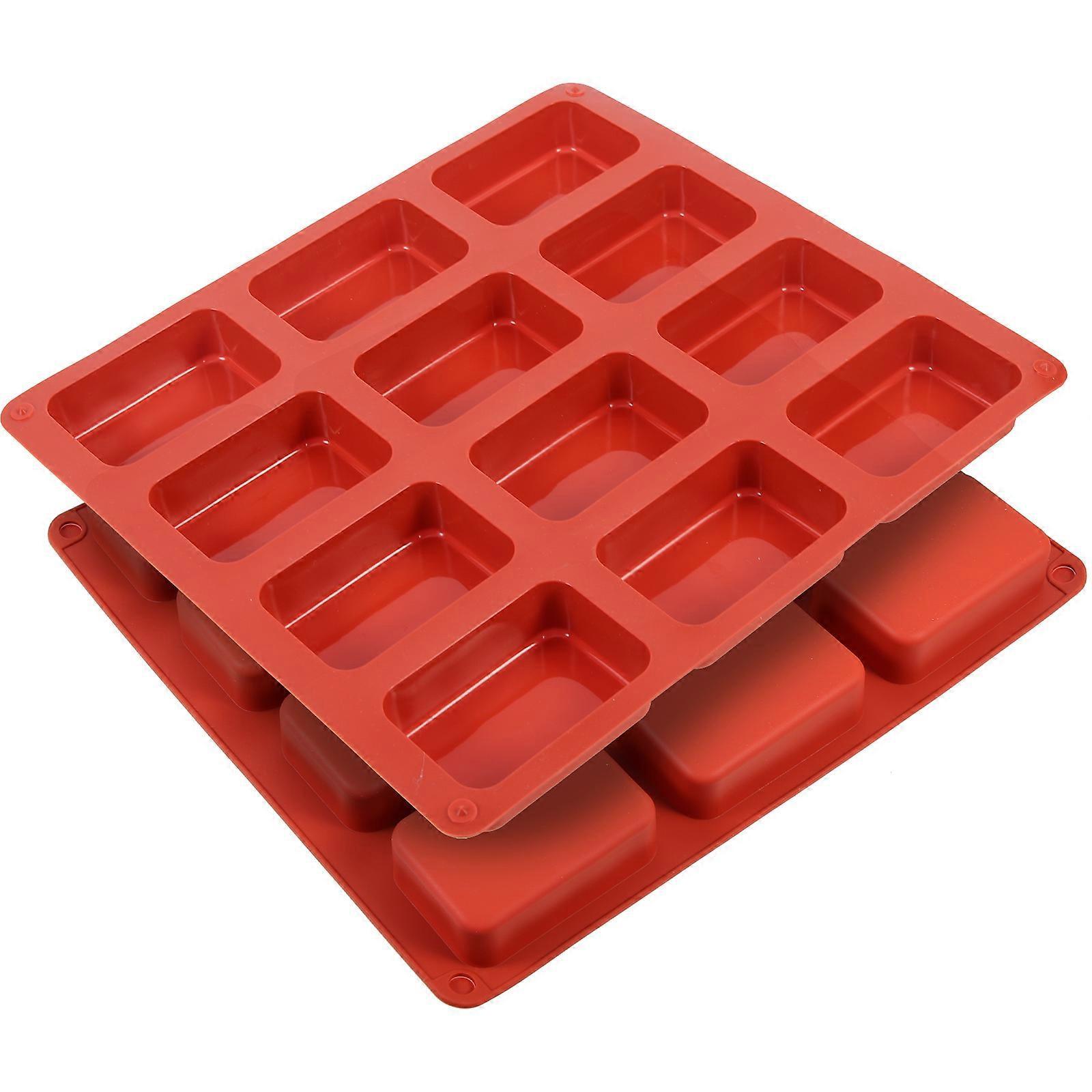 2er-pack Silikon-mini-kastenform, Mini-brotform, Antihaft-käsekuchenform-28.00x25.00x2.50cm-dark Red