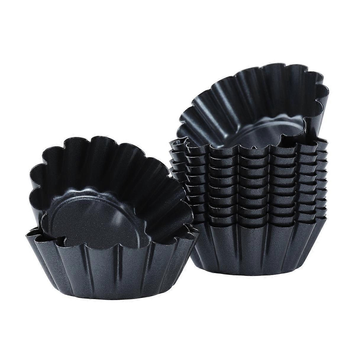 Bestonzon 12er-set Mini-tarteformen Aus Kohlenstoffstahl, Wiederverwendbare Cupcake- Und Muffinformen-6.50x4.50x2.30cm