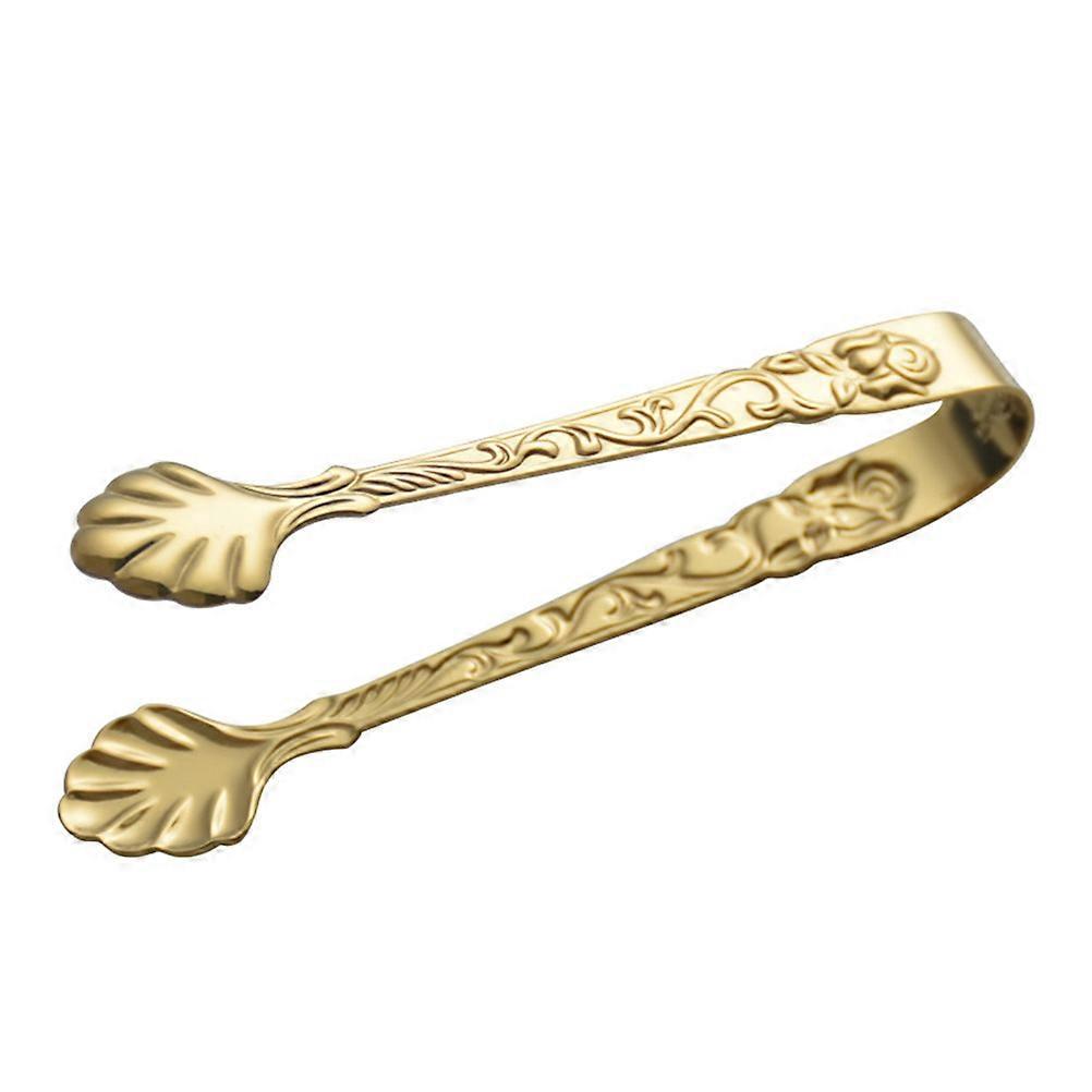 Zuckerzange Aus Edelstahl Mit Rosenmuster-9x1.7x1.5cm-golden
