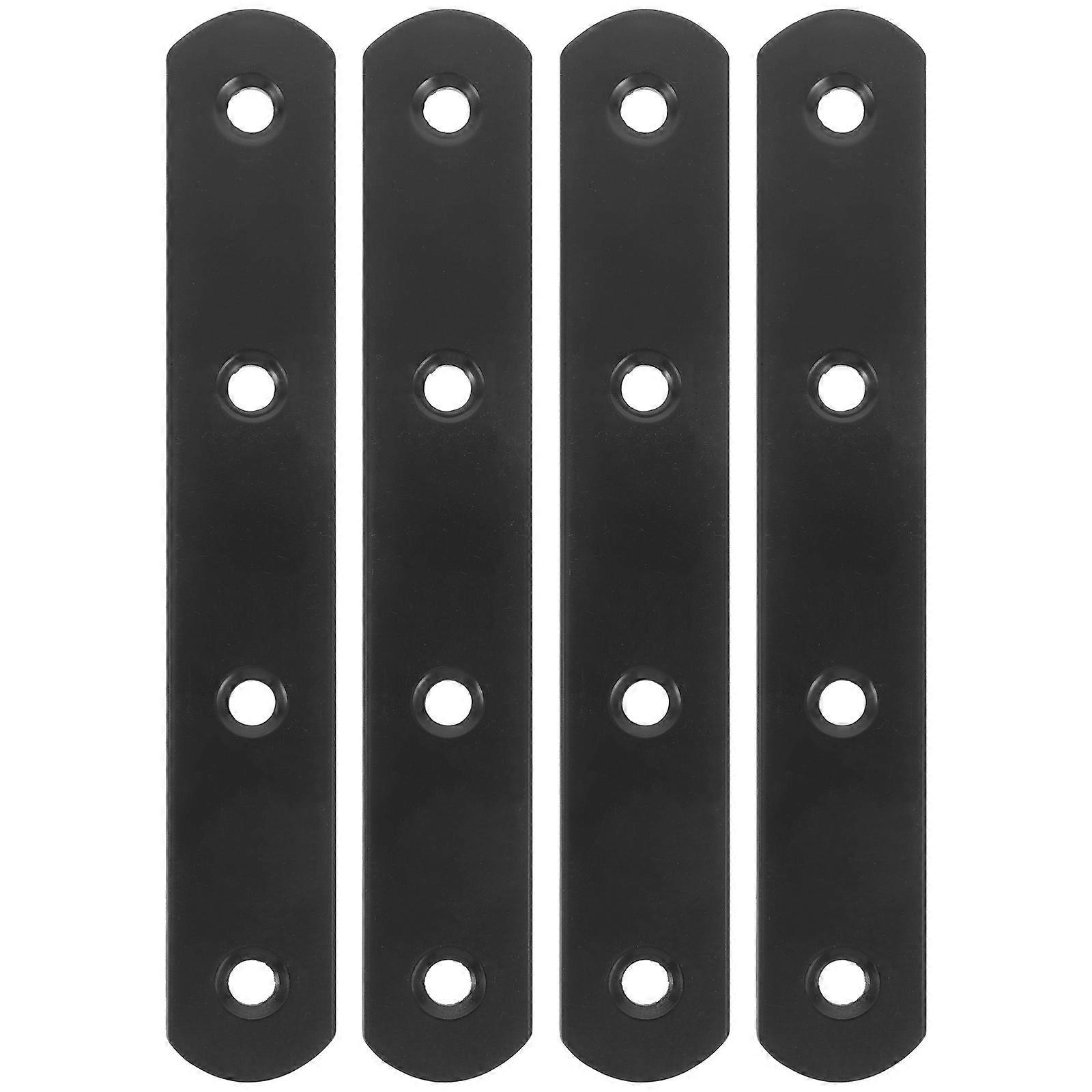 4 Stück Gerade Winkel, Reparaturplattenwinkel, Hochbelastbare Verbindungs- Und Reparaturwinkel-12.20x1.80x0.30cm-black