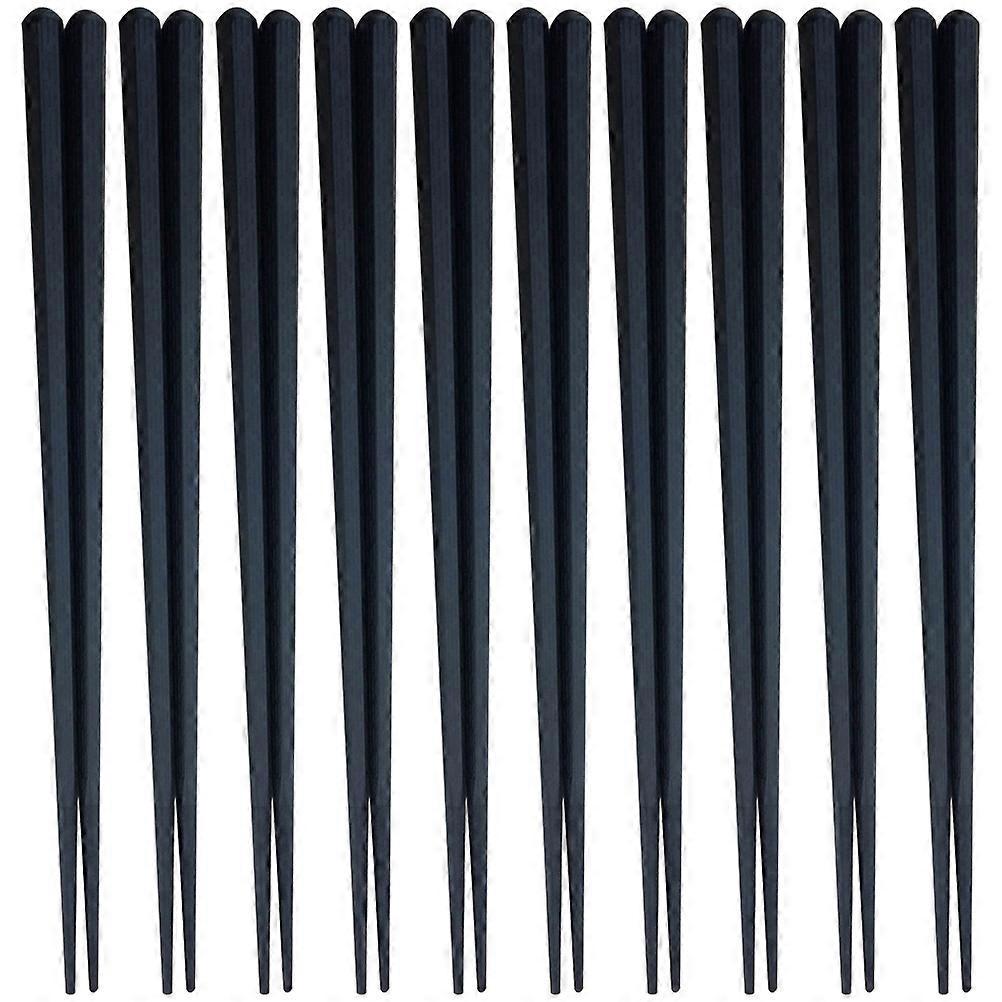 10 Paar Japanische Essstäbchen, Sechseckig, Rutschfest, Wiederverwendbar-22.3x0.7x0.7cm-black