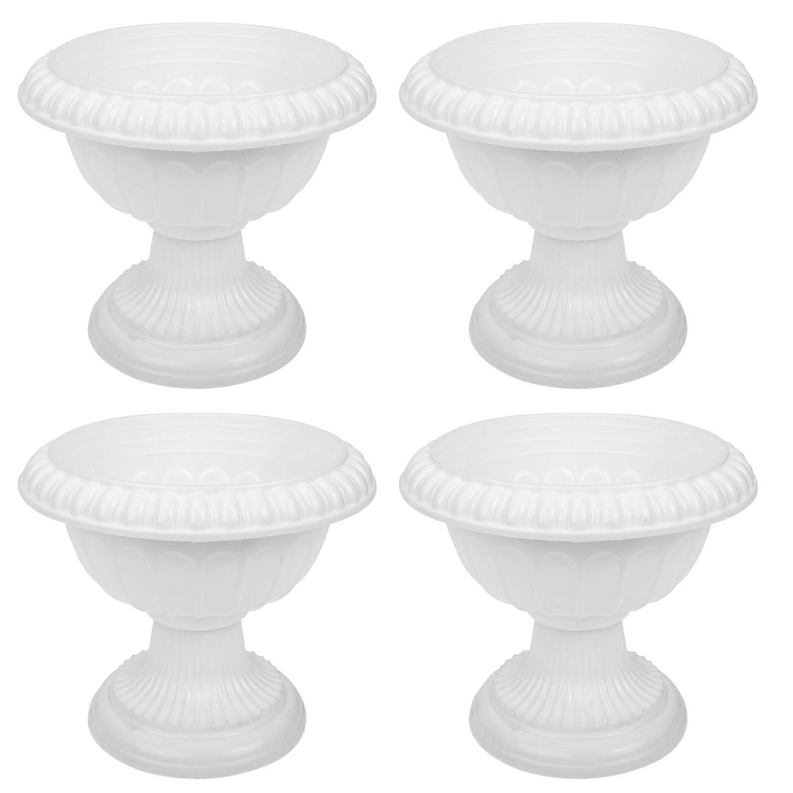 4er-set Römische Hochzeitsblumentöpfe, Dekorative Blumenbehälter Für Die Hochzeitsstraße, Heimdekoration-16x14cm-white