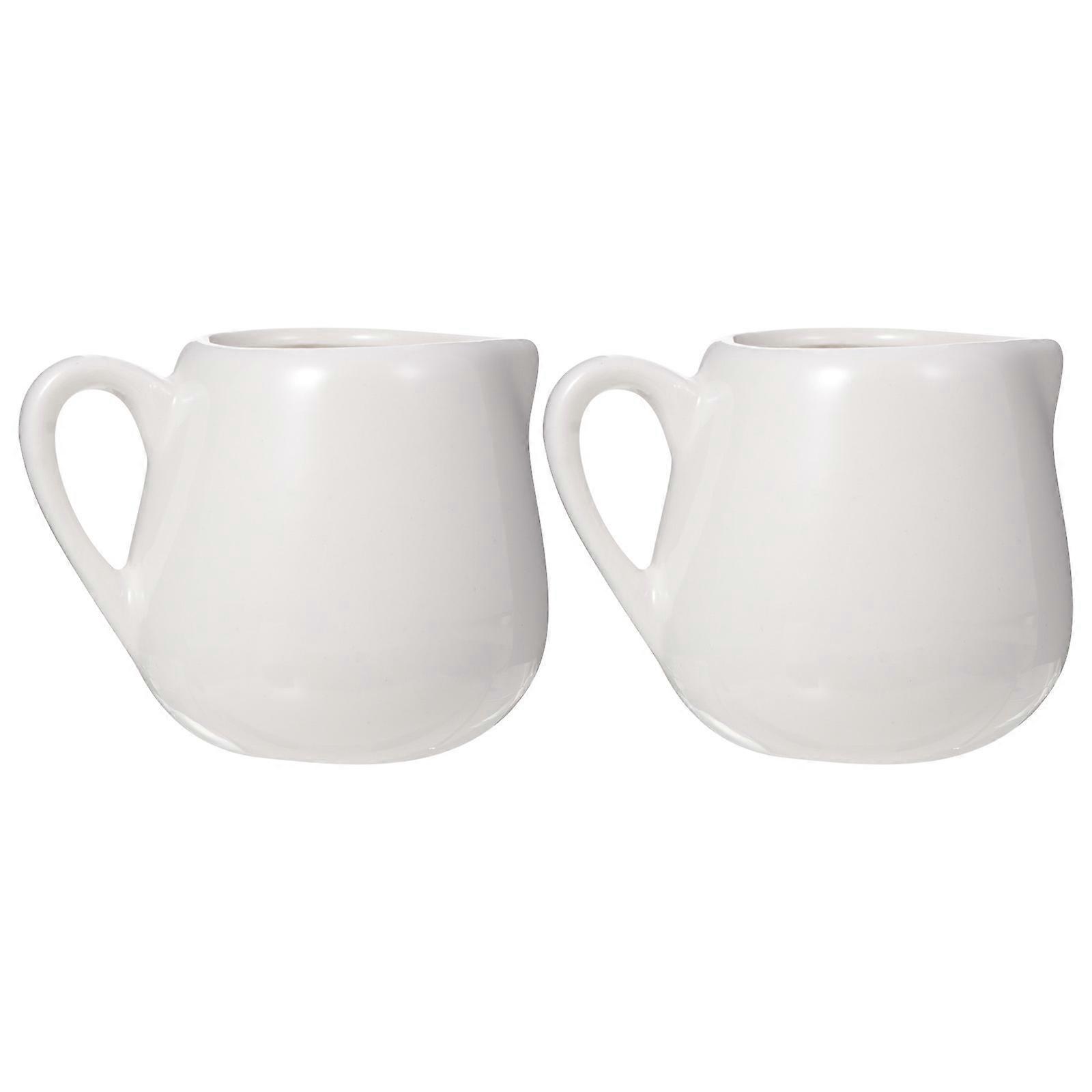 2 Mini-milchkännchen, Küchensaucenbecher, Saucenkännchen, Keramik-sahnekännchen Mit Henkel-7.50x6.00x5.00cm-white