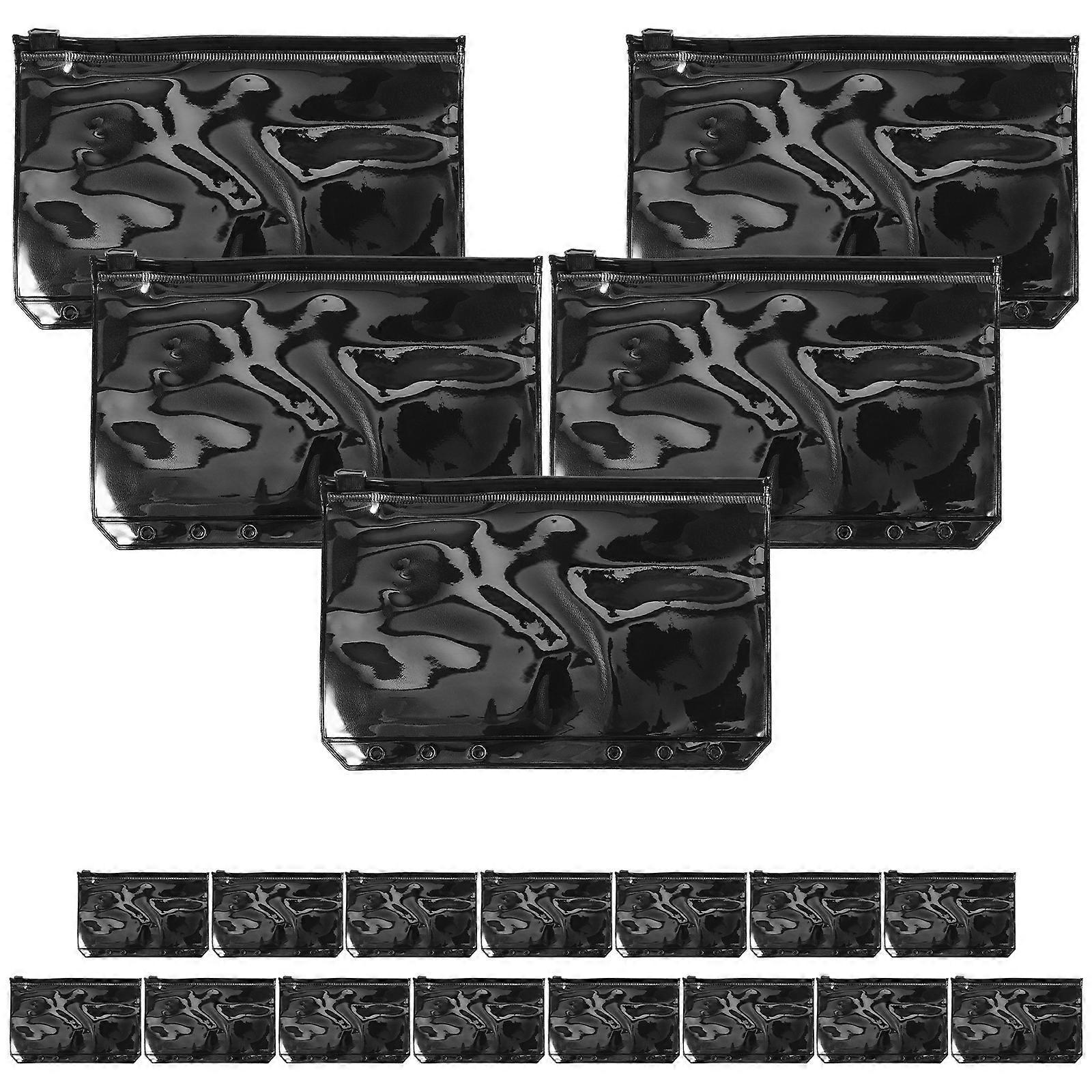 20 Stück Tragbare Reißverschlusstaschen, Wiederverwendbare Reißverschlusstaschen, Ordner-reißverschlusstaschen, A6-reißverschlusstaschen-17.7x10.6cm-black