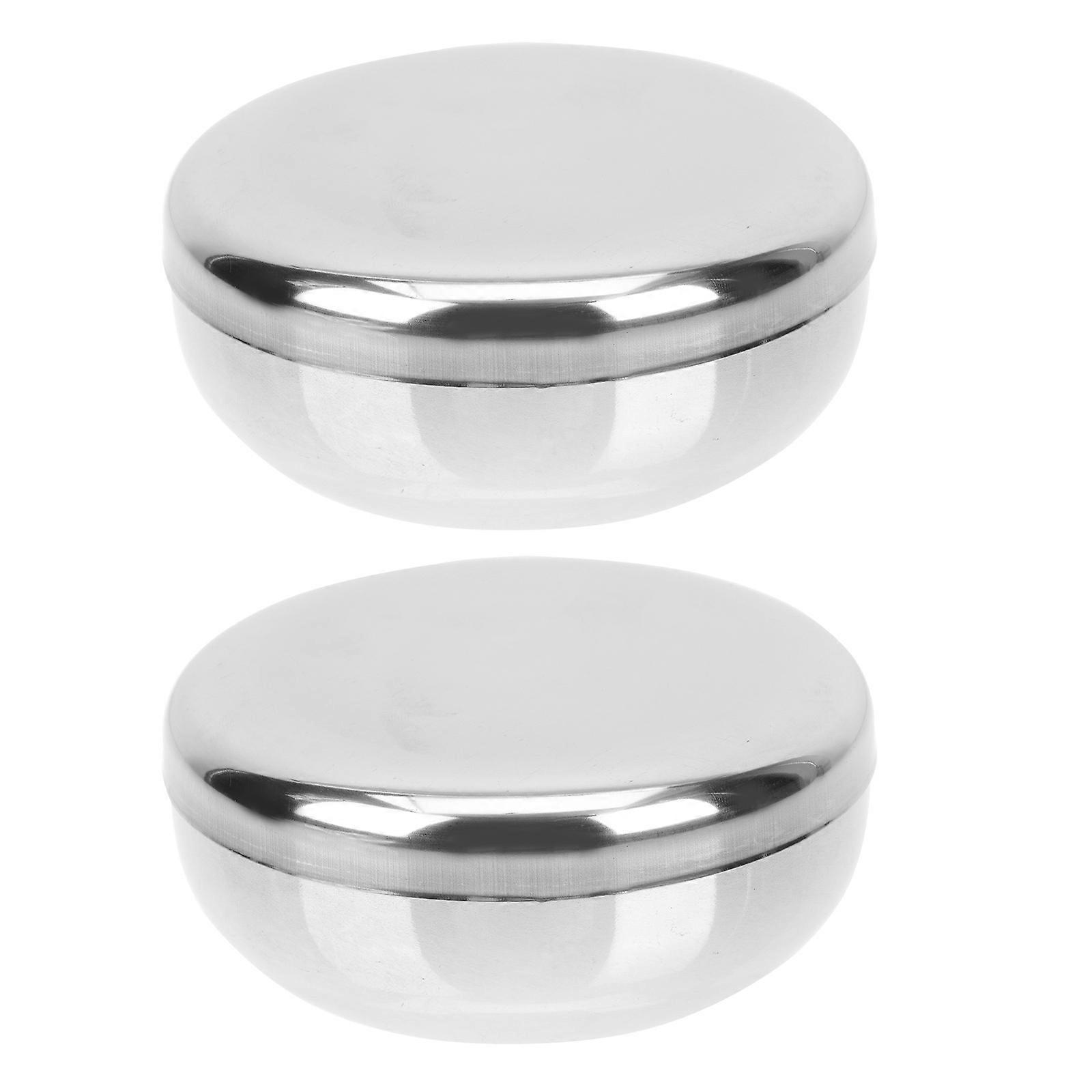 2 Sets Koreanischer Edelstahl-reisschalen, Traditionelle Dampfreisschalen-10x10cm-silver