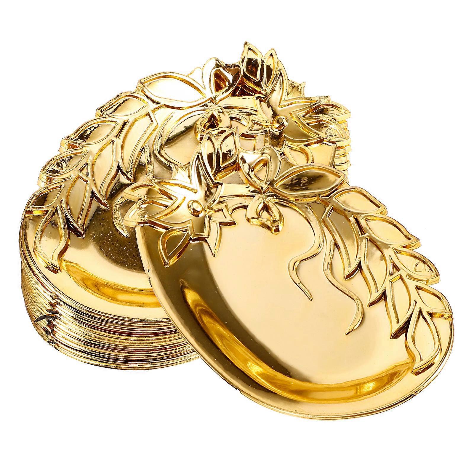 12-teiliges Servierteller-set Im Westlichen Stil Aus Kunststoff, Vielseitig Verwendbar, Auch Für Süßigkeiten Und Nüsse Geeignet-11.00x7.50x1.10cm-golden
