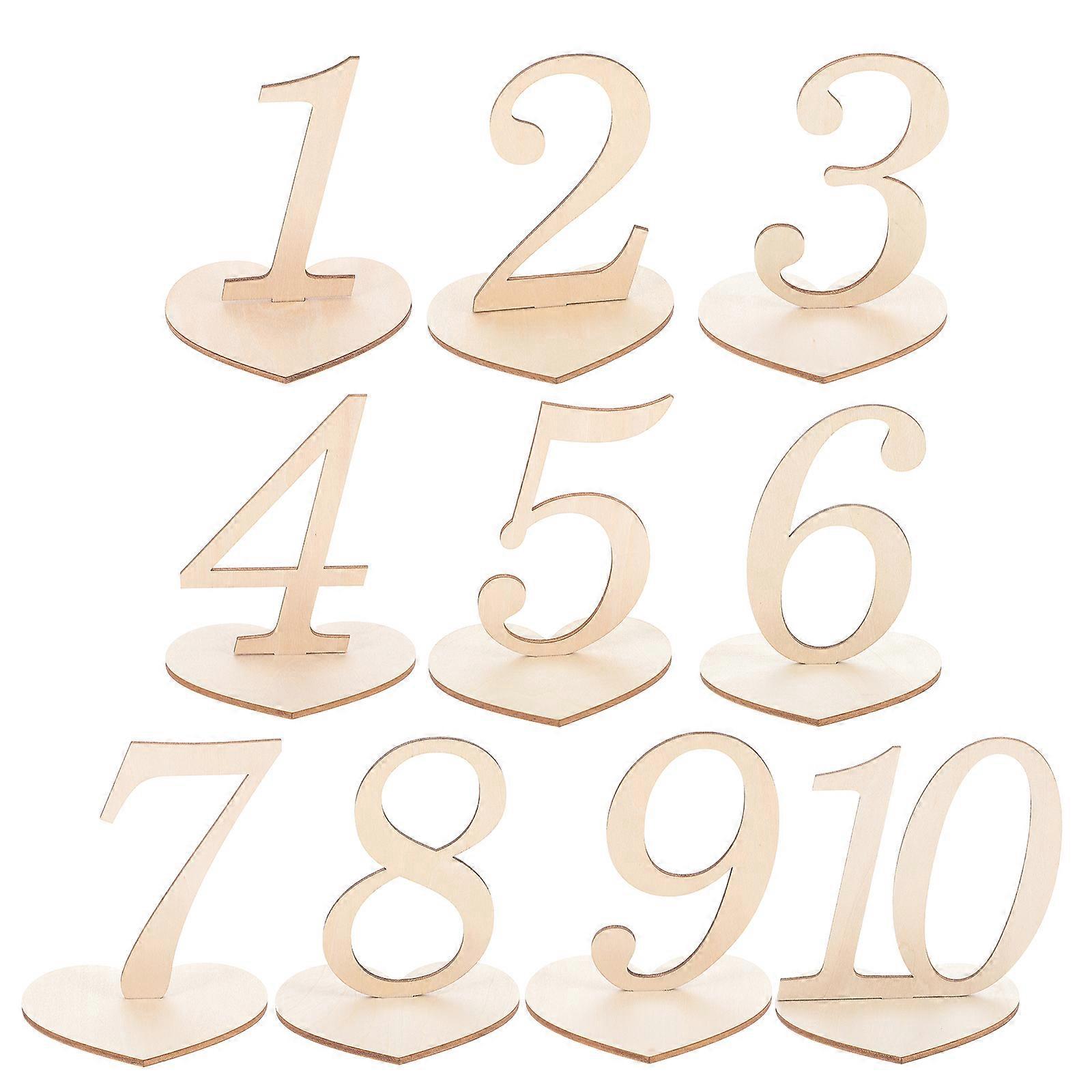 10 Tischnummern Für Hochzeitsfeiern Und Catering, Tischnummern Aus Holz-9x8cm-khaki 1