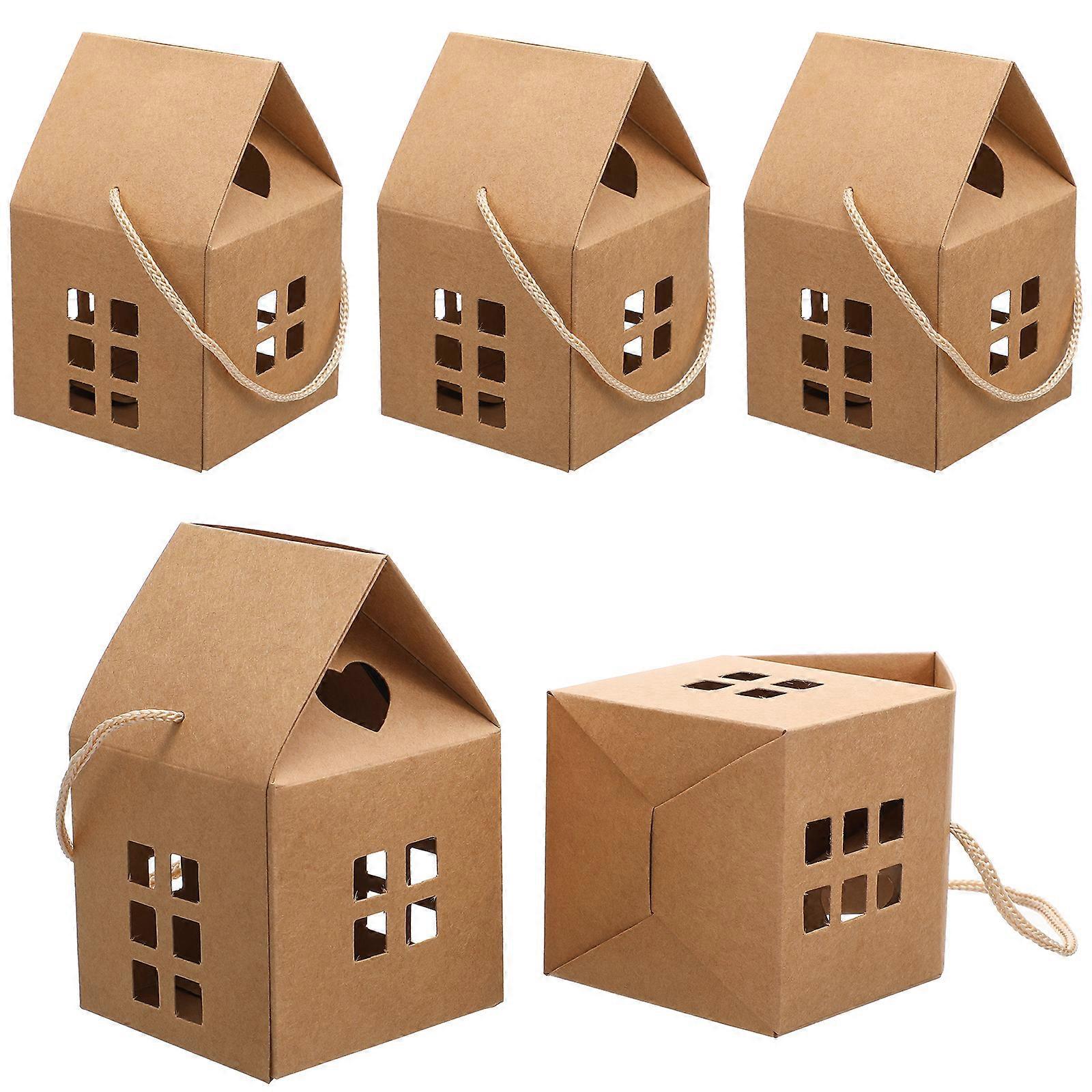 10 Stück Hausförmige Papierboxen, Handliche Geschenktüten, Multifunktionale Bonbonboxen-8x8x7.5cm