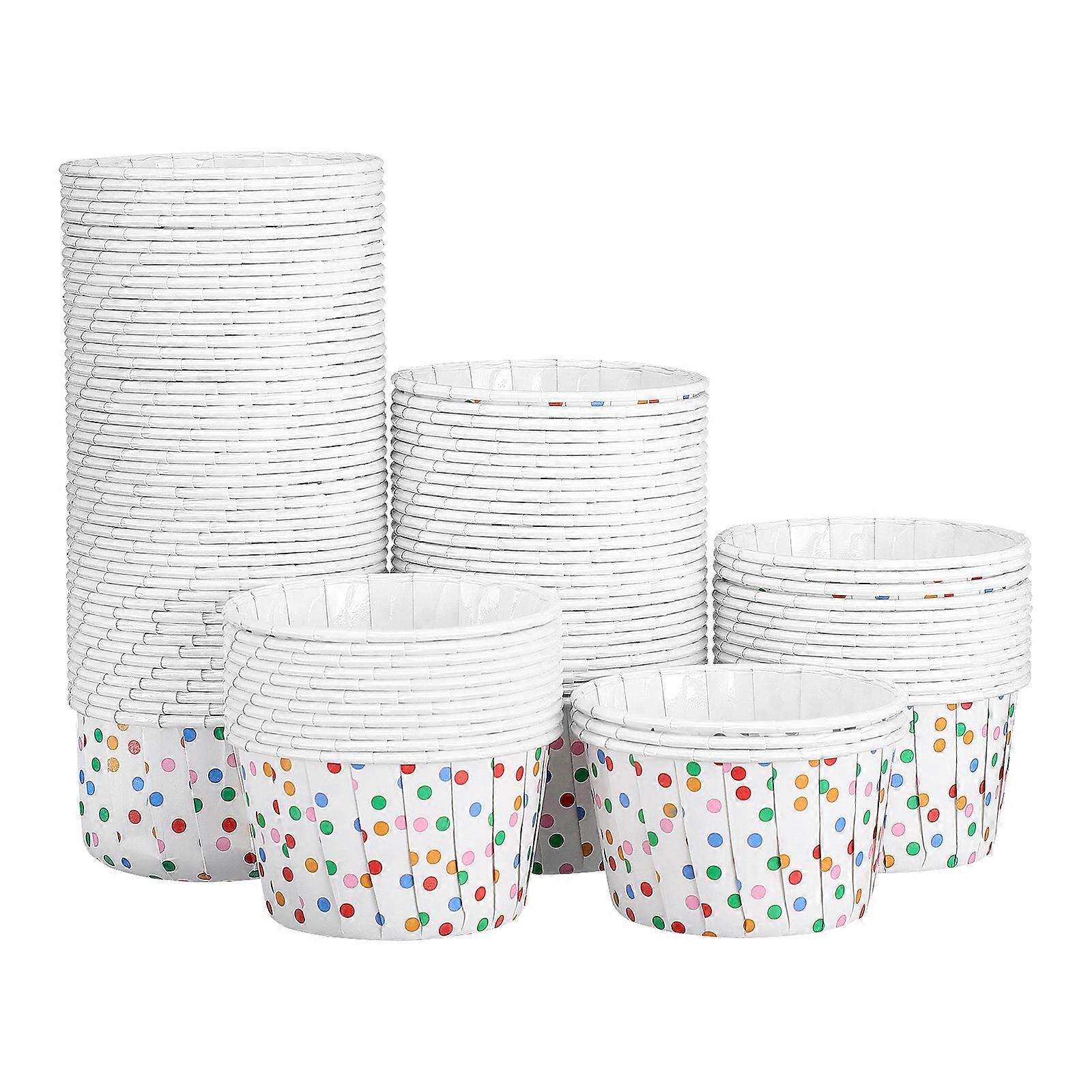 Cabilock 100 Stück Gepunktete Papierbecher, Einweg-dessertschalen Für Eisbecher, Kuchen Und Eiscreme