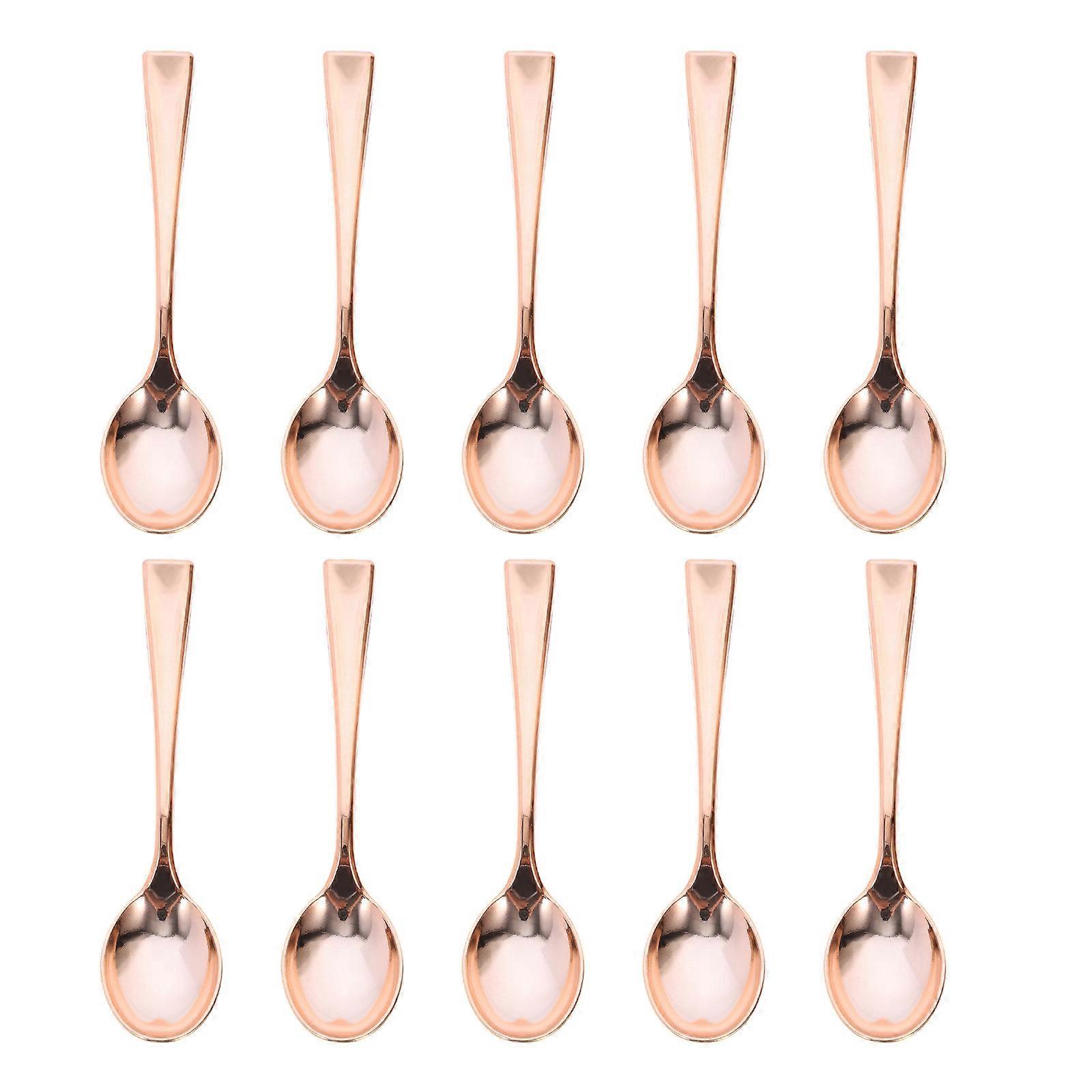 24 Mini-löffel, Kunststoff-kuchenlöffel, Einweg-dessertlöffel, Eiscremelöffel Für Zuhause, Geschäft, Party, Roségold-9.80x2.00x0.30cm