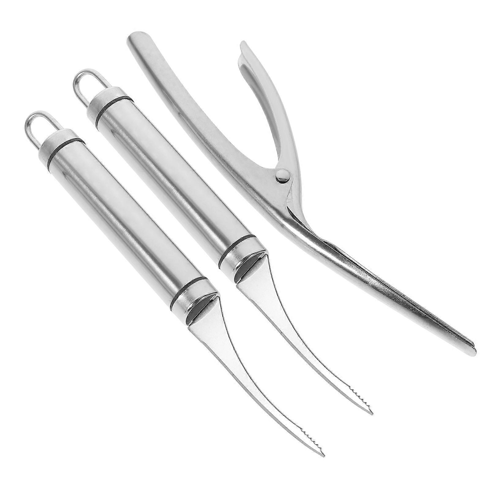 3-teiliges Set Garnelenschnurentferner Aus Edelstahl-21.00x5.50x2.00cm