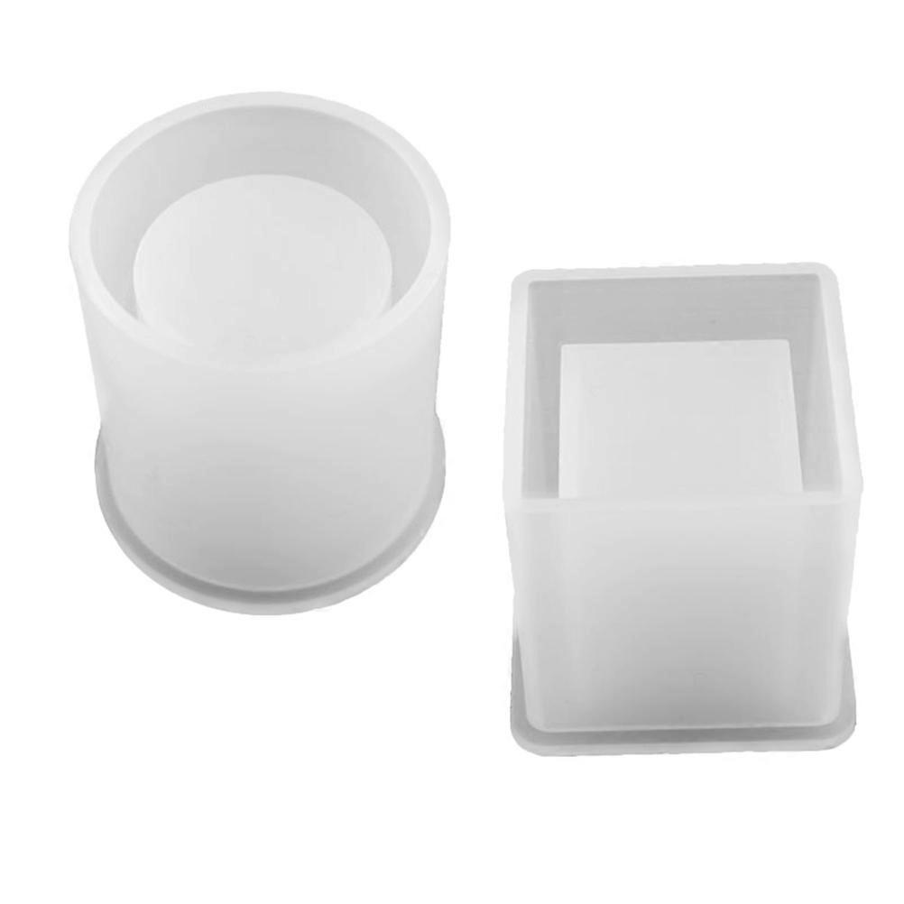 2 Stück Diy-silikonformen: Quadratische Harzformen, Würfel- Und Zylinderformen, Diy-blumentopfformen, Pflanztopfformen, Stifthalterformen