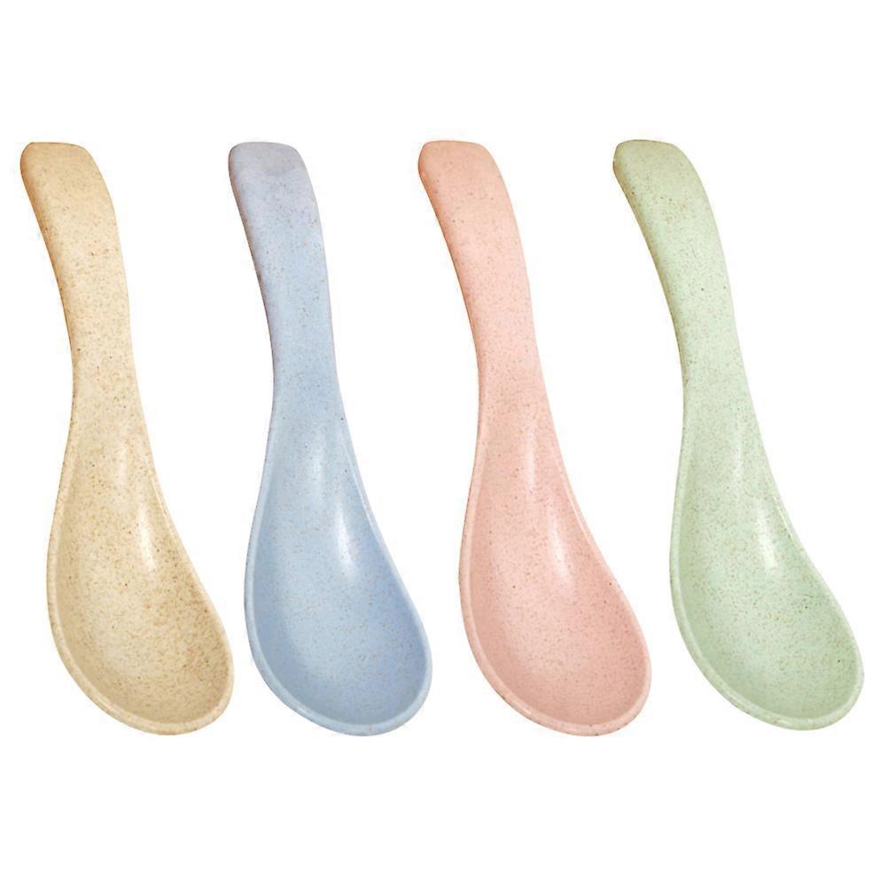 4er-set Umweltfreundliche, Bunte Suppenlöffel Aus Weizenstroh Für Kleinkinder Zum Selbstfüttern, Aus Kunststoff-16.00x3.80x1.70cm