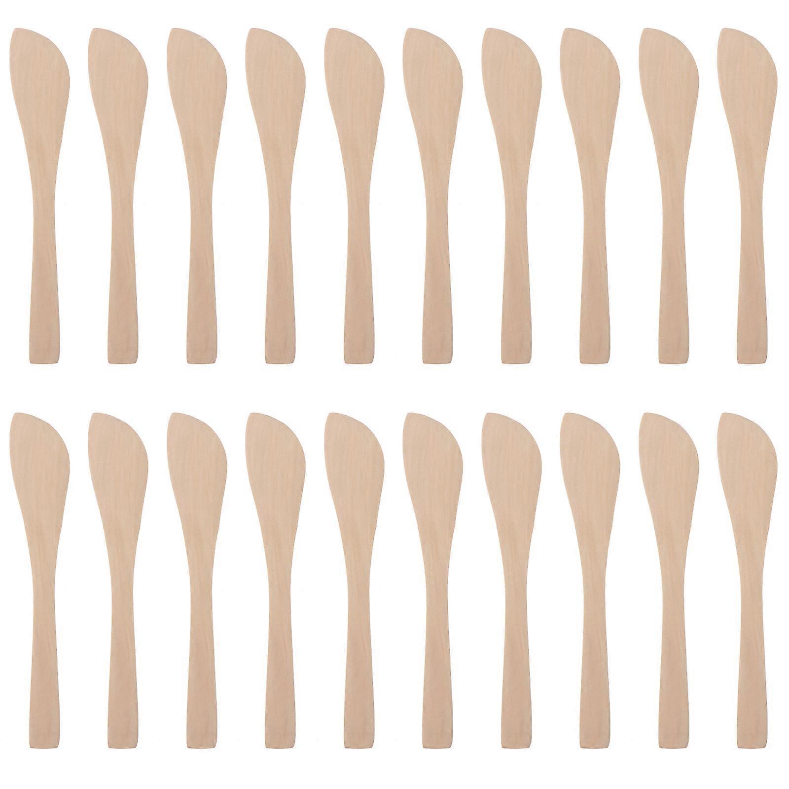 20 Stück Holzlöffel Zum Füllen Von Teigtaschen, Erdnussbutterstreicher, Mundschutzlöffel, Streichwerkzeuge, Küchenutensilien-16.50x2.70x0.30cm
