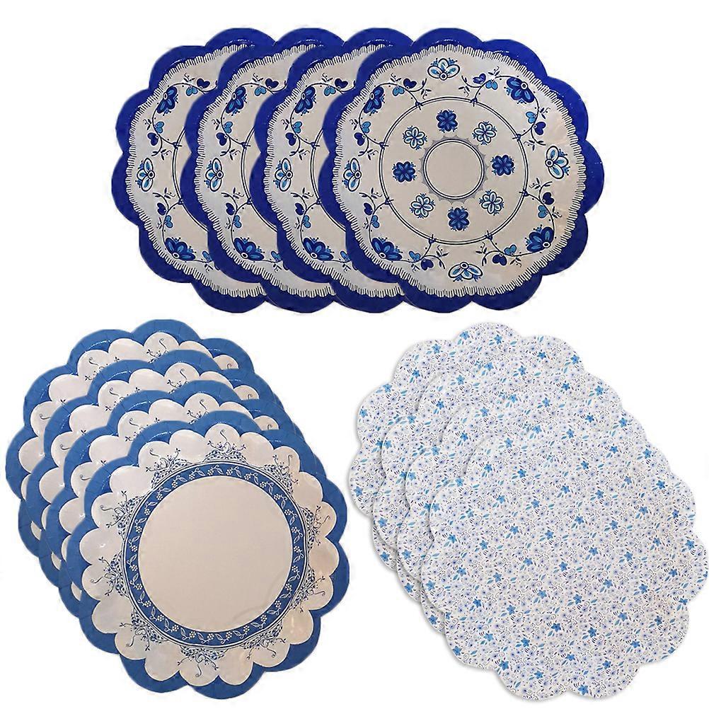 12 Stück Kuchenteller Im Chinesischen Stil In Blumenform, Dekorative Blau-weiße Porzellanteller Für Desserts, Ideal Für Vorspeisen, Hochzeitsfeiern Und Andere Festliche Anlässe.-1818cm