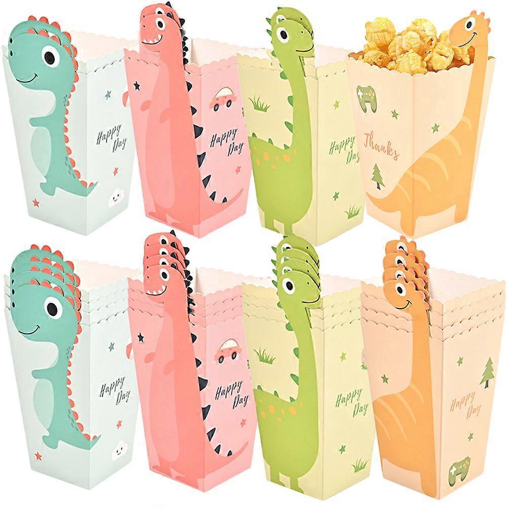 24 Stück Popcornbehälter Mit Dinosaurier-motiven Für Kinoabende, Partys-11.50x7.00x5.00cm