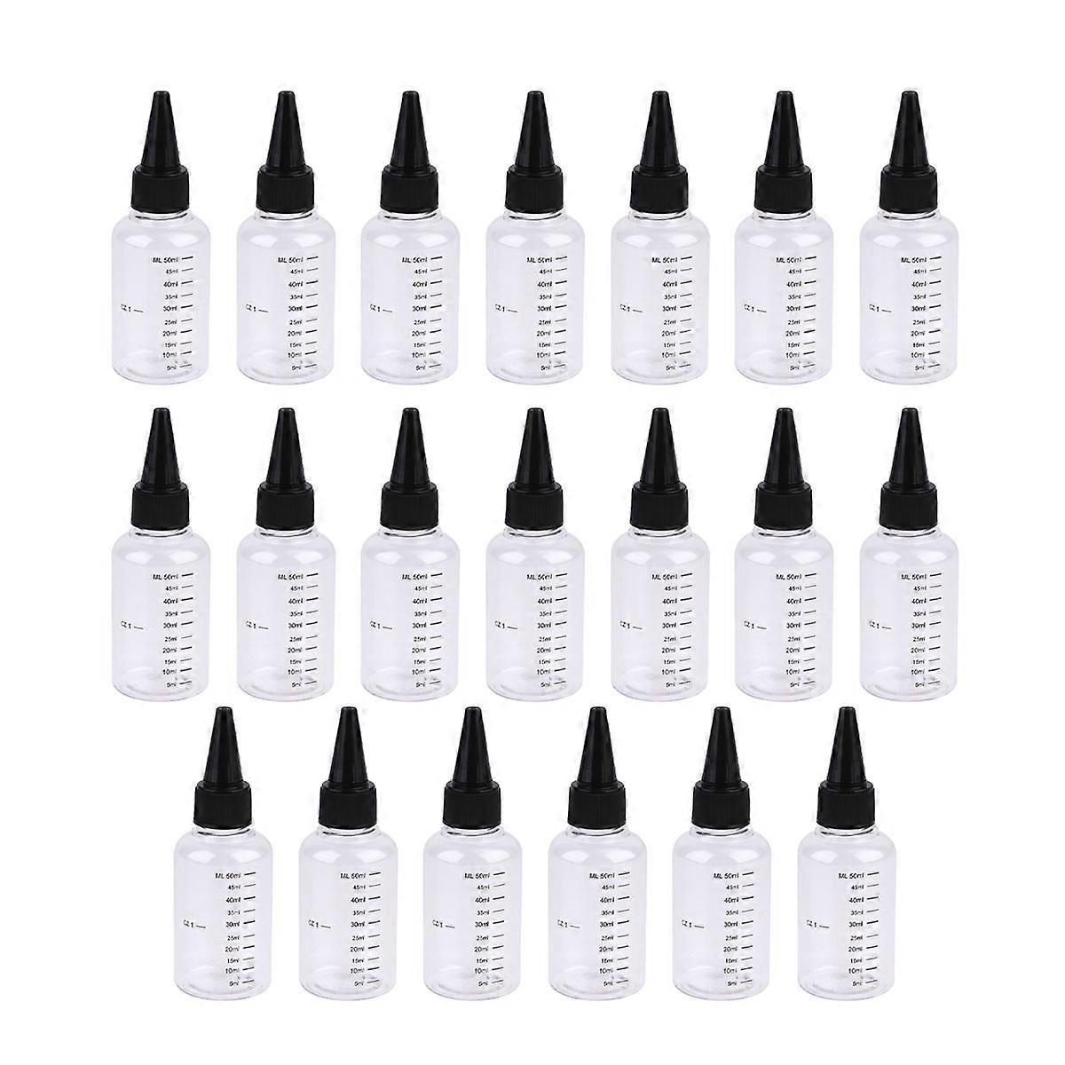 Packung Mit 50 Ml Transparenten, Tragbaren, Leeren Reiseflaschen Mit Quetschspitze Und Pipette Sowie Skala (20 Stück/packung, Deckelfarbe Zufällig)-11.00x4.00x4.00cm