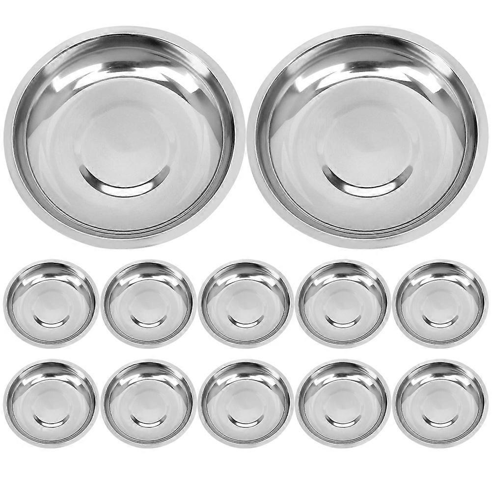 12-teiliges Set Gewürzschälchen Aus Edelstahl, Saucenschälchen, Runde Gewürzschalen, Gewürzbecher-8.00x8.00x1.50cm-silver