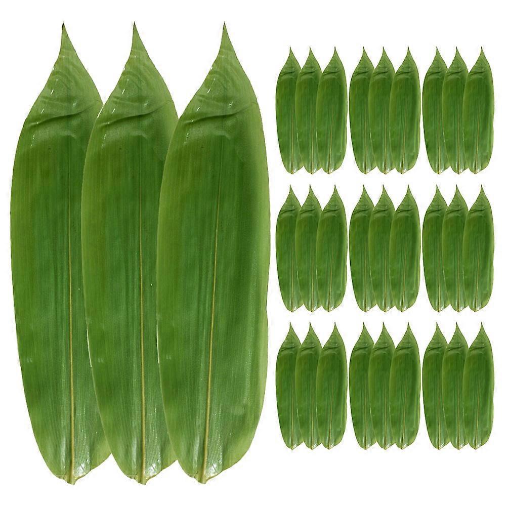 100 Stück Blätter Für Dekoration, Sashimi-blättermatte, Sushi-blätter, Ornament, Restaurant, Bambusblätter-20.00x6.00x0.10cm-dark Green