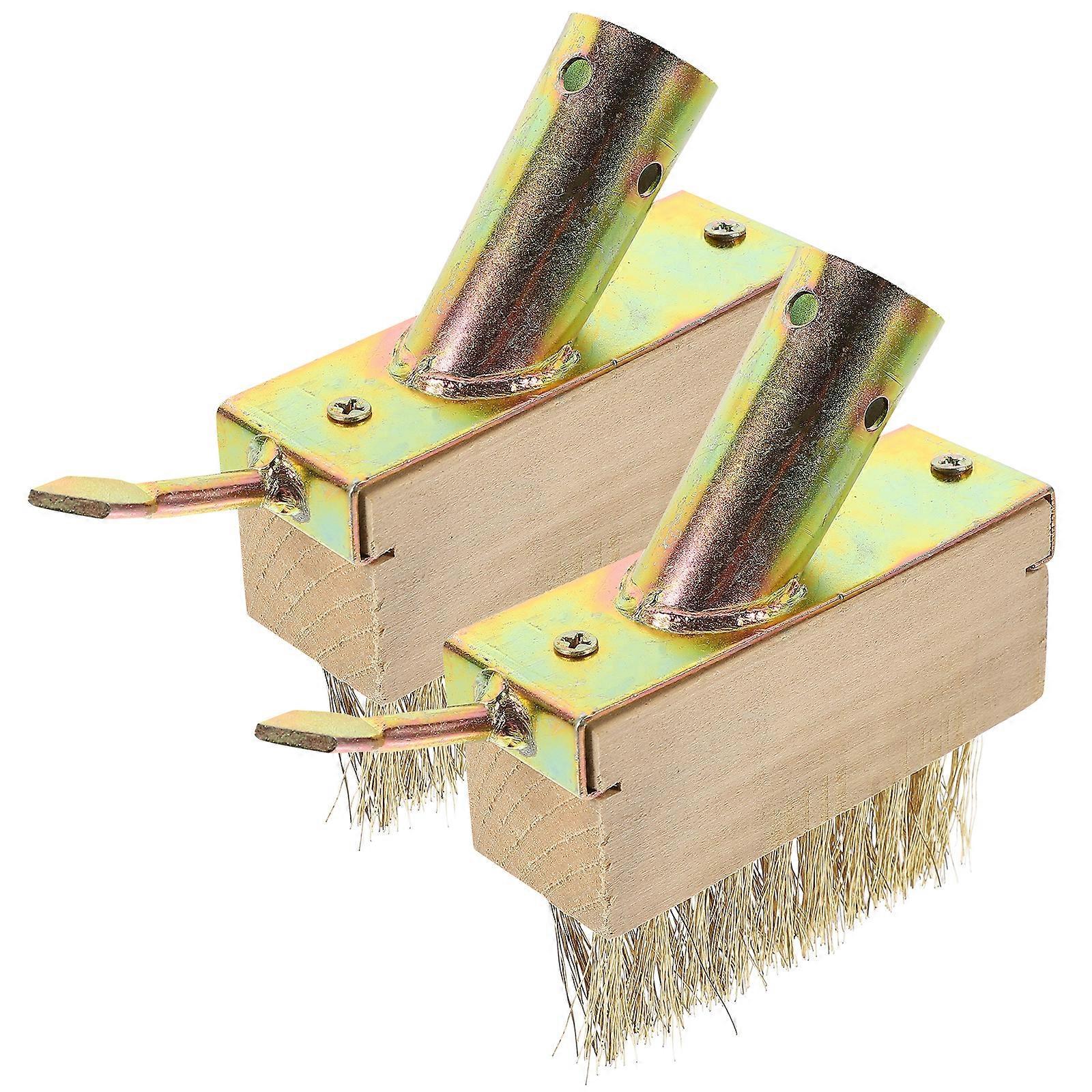 2er-set Unkrautbürsten Aus Stahldraht Mit Holzgriff, Unkrautentfernungsbürsten Für Bodenrisse, Gartenwerkzeug Für Den Garten-14.00x13.00x3.50cm
