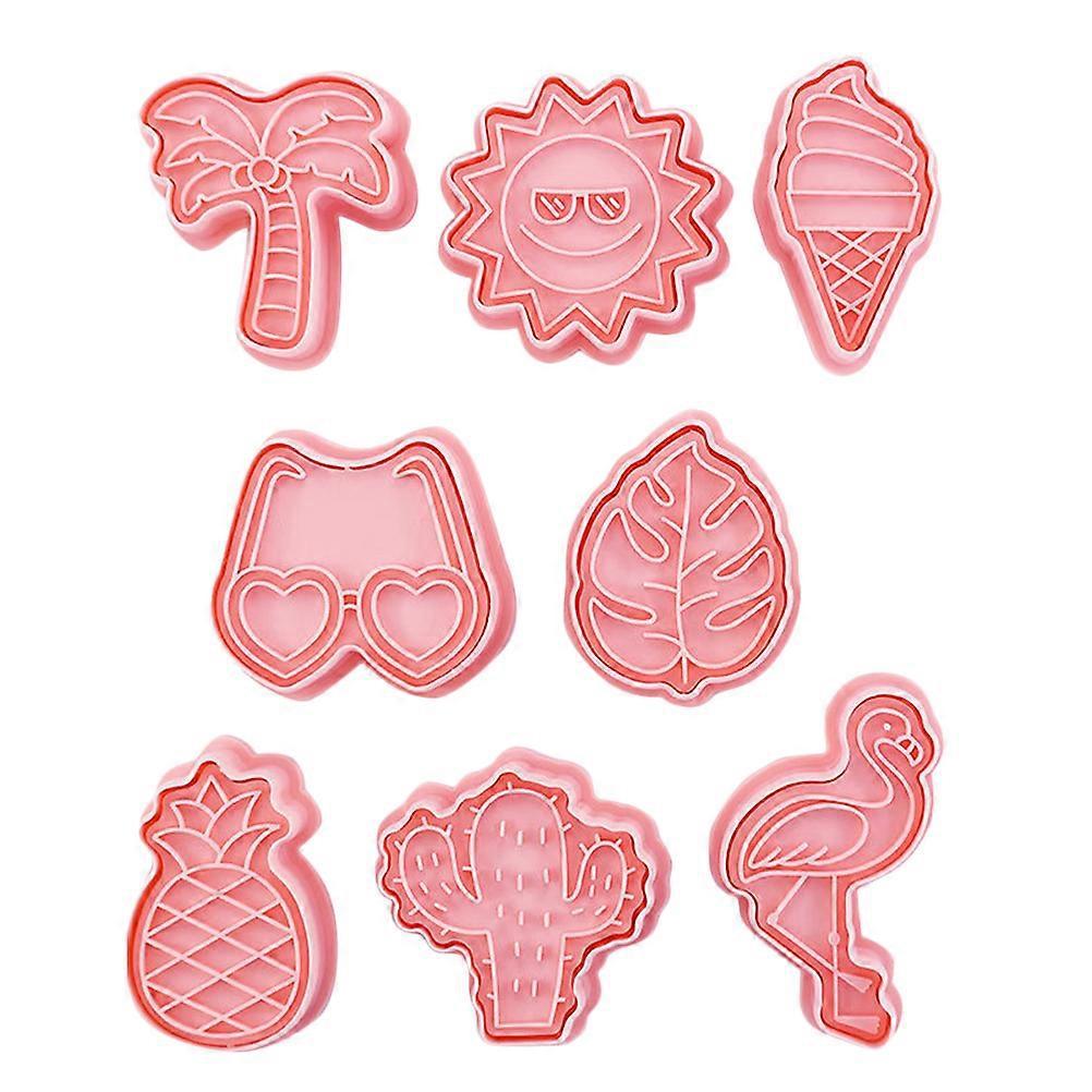 8-teiliges Keksbackformen-set Mit Sommerlichem Strandmotiv, Kunststoff-keksformen Für Zuhause-5.6x5.3x2cm-pink
