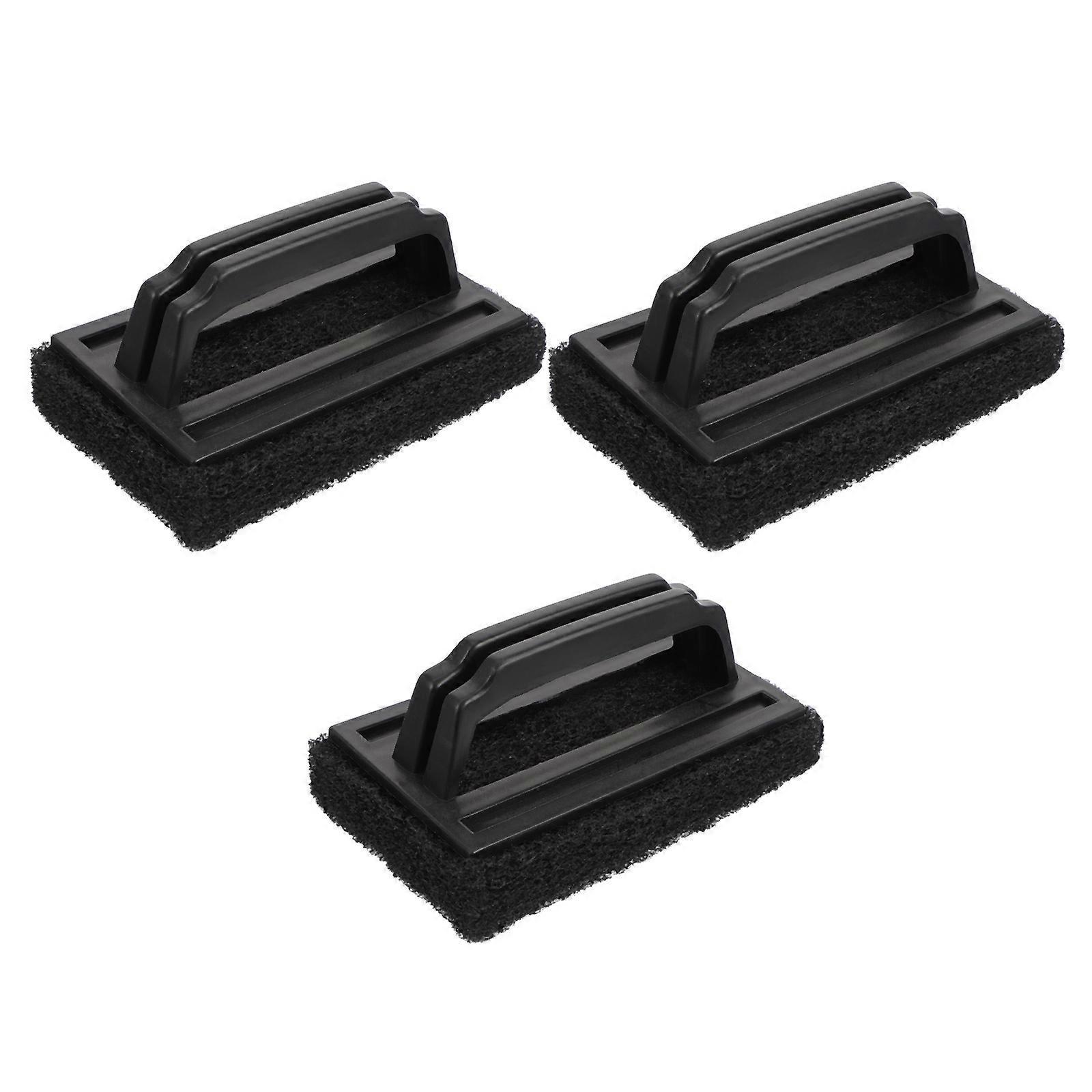 3-teiliges Grillreinigungsbürsten-set, Bbq-schwammbürste, Tragbare Handgrillbürste-15.00x9.00x6.00cm-black