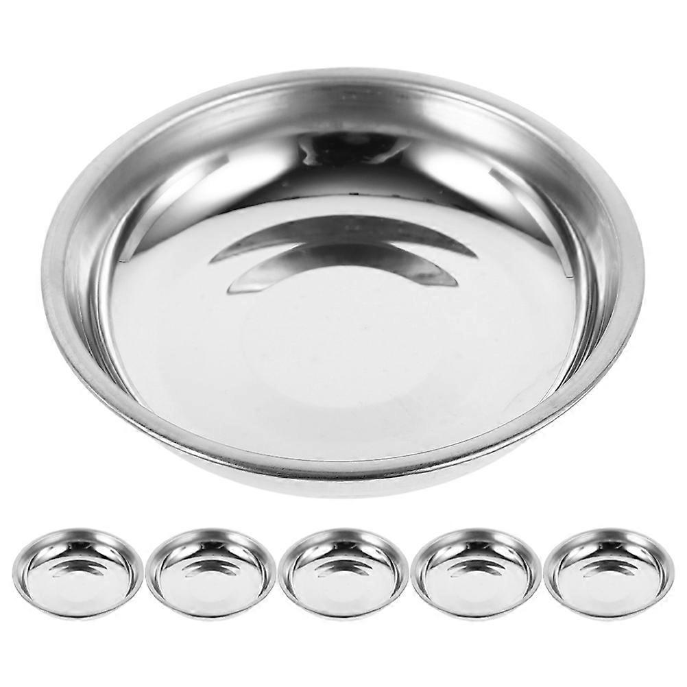 6-teiliges Set Edelstahl-saucenschälchen, Mini-untertassen, Schüsseln, Runde Gewürzschälchen, Dipschalen, Vorspeisenteller-8.00x8.00x1.50cm-silver