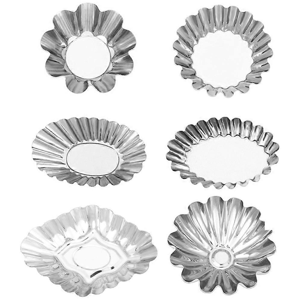 6-teiliges Eierkuchen-formen-set, Edelstahl-eierkuchen-backformen, Dekorative Eierkuchenformen, Küchenformen-6.10x6.10x2.30cm-silver