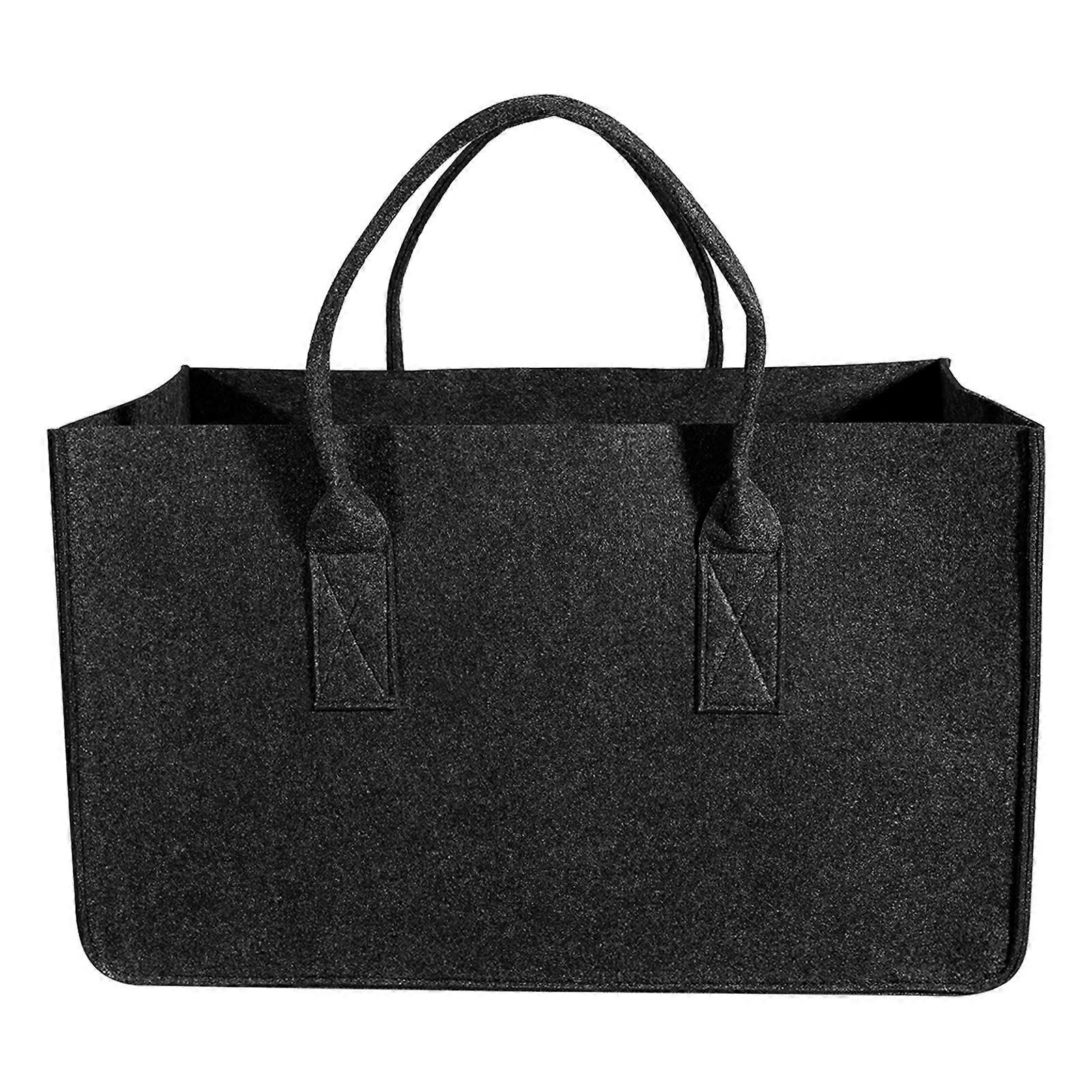 Lioobo Filz-aufbewahrungsbeutel Für Brennholz, Tragbarer Filz-aufbewahrungsorganizer Mit Tragegriff, Dicker Tannenholzhalter (farbe Zufällig)-43.00x27.00x25.00cm