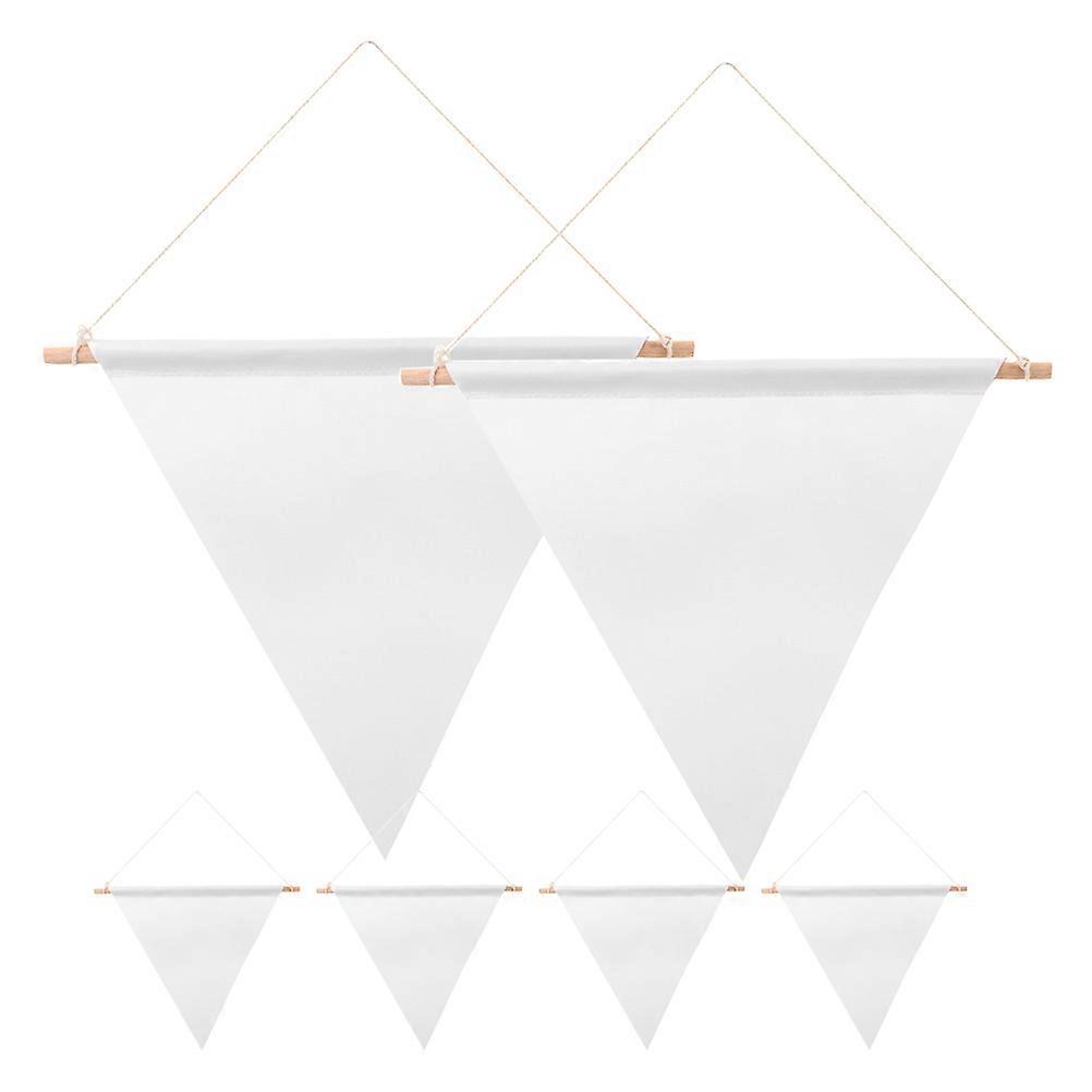 6 Stück Leere Dreiecks-wimpelketten, Diy-hängeflaggen, Garten-diy-dreiecksbanner-34.00x28.00x1.00cm-white