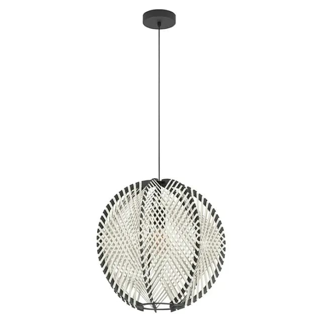 EGLO WAVERTON PENDELLEUCHTE Ø480 E27 SCHWARZ/HOLZ/WEISS