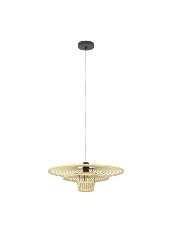 EGLO LYDNEY PENDELLEUCHTE Ø570 E27 SCHWARZ/BAMBUS