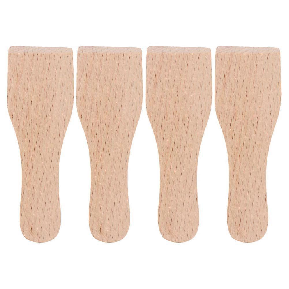 4er-set Kleine Holzspatel, Kuchenspatel, Sahneschaber, Mehrzweck-holzschaber, Pizzaspatel Aus Holz-12.5x4.5x1cm