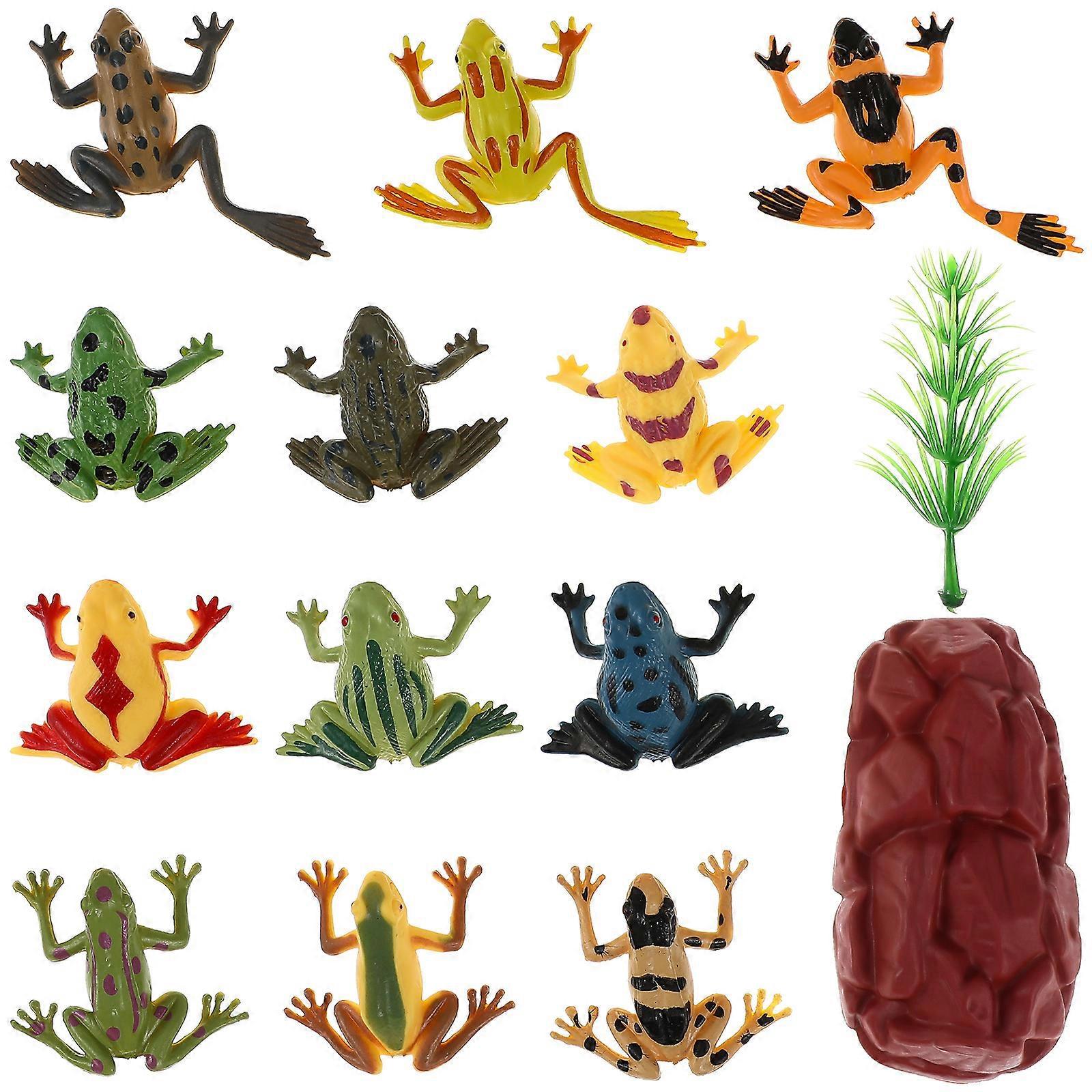 Set Miniatur-frösche, Winzige, Lebensechte Tierfiguren Mit Gras Und Künstlichem Stein Für Puppenhausgarten Und Miniaturlandschaft-3.7x3.5x1cm-assorted Color