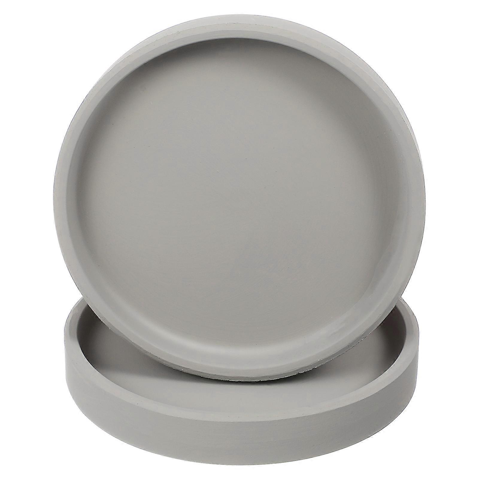 Yarnow 2er-set Blumentopf-auffangschalen Aus Keramik-zement-design, Blumentopf-untersetzer Für Garten Und Balkon (10,5 X 10,5 X 1,5 Cm)-10.50x10.50x1.50cm
