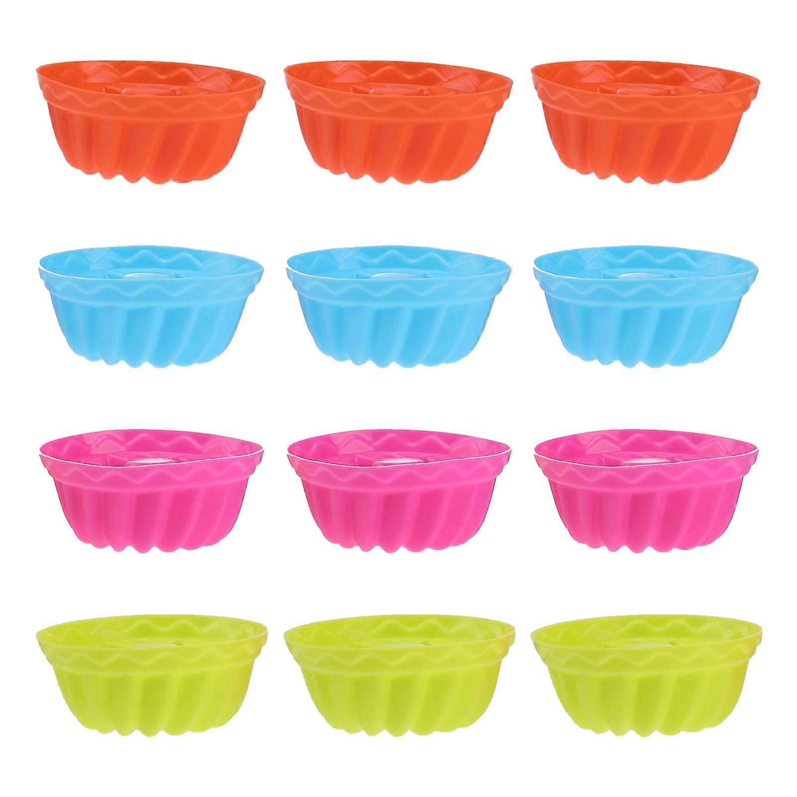12-teiliges Set Silikon-rundkuchenformen Aus Chiffon, Silikon-dessertbackform (farben Zufällig)-6.50x6.50x3.00cm
