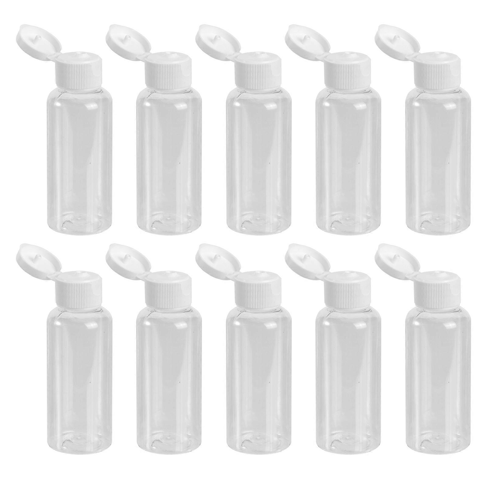 10 Stück 50 Ml Leere Kunststoff-probenfläschchen Mit Deckel, Ideal Für Rückfettendes Wasser, Duschgel Oder Emulsion (verschlüsse Für Zufällige Farben)-9.50x3.00x3.00cm-white