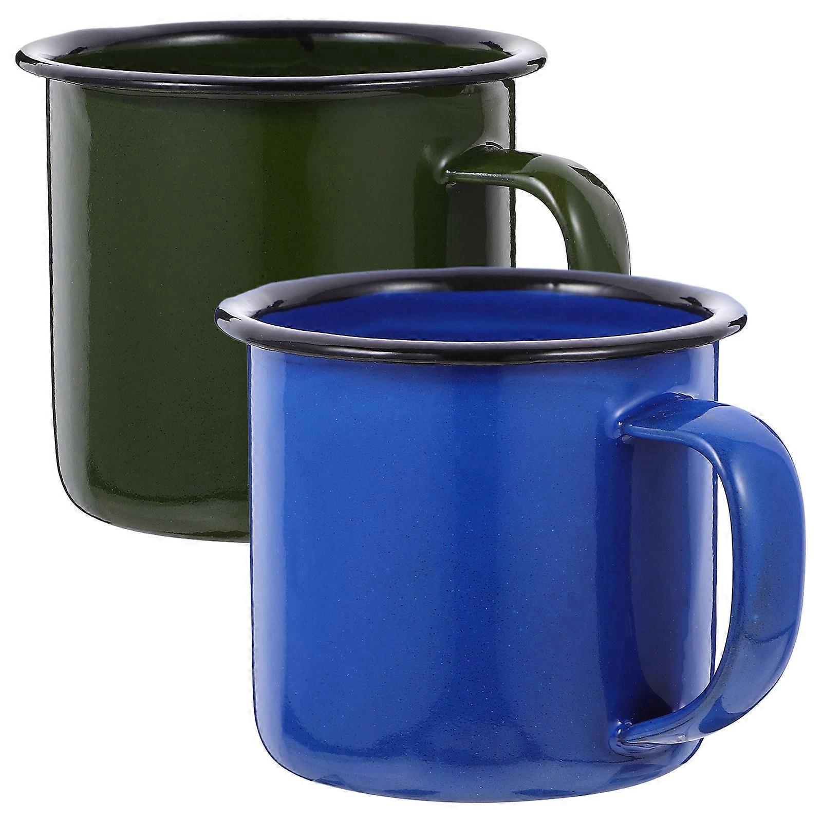 2er-set Emaille-wasserbecher, Vintage-trinkbecher, Haushalts-kaffeebecher, Milchbecher-6.5x6.5x6cm-red