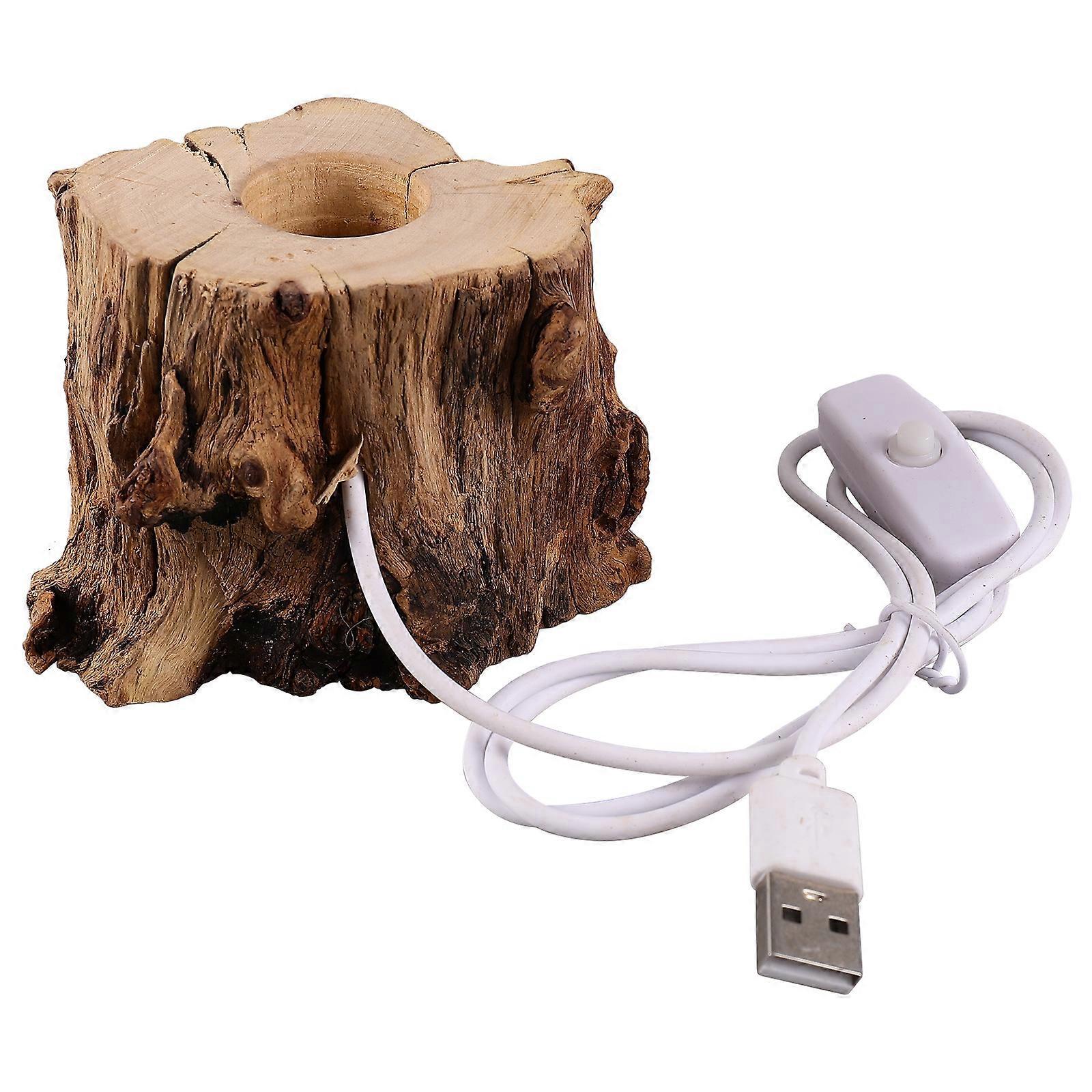 Holzkugelständer, Stumpfförmiger Nachtlichtständer, Usb-ladefunktion, Led-lichthalter-9.00x7.00x6.00cm