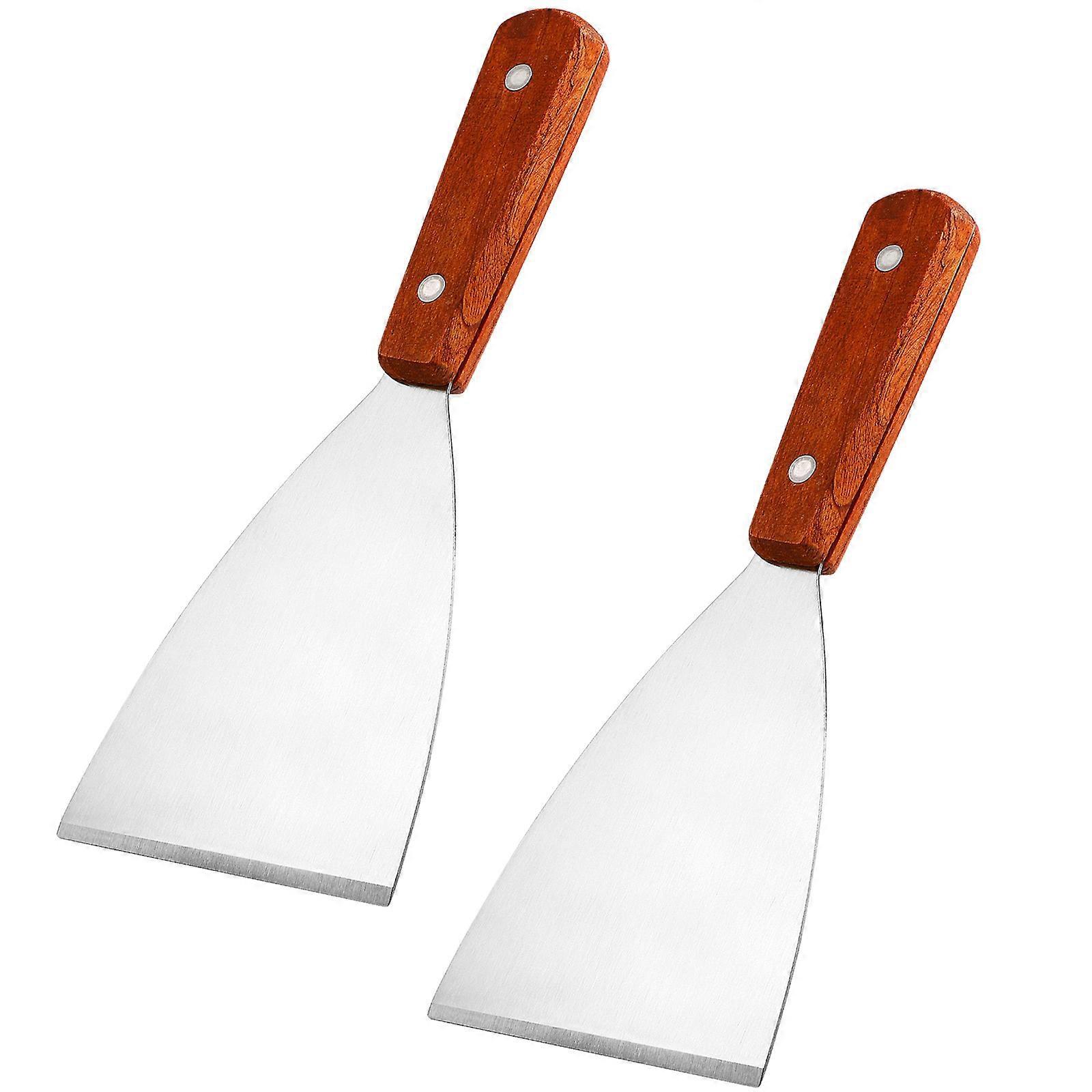 Yardwe 2er-set Grillspatel Aus Edelstahl Mit Schrägem Holzgriff, Ideal Zum Grillen, Backen Und Kochen