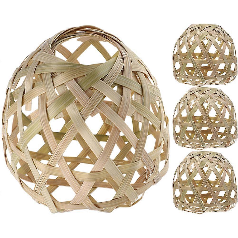 4-teiliges Set Lampenschirme Aus Gewebtem Bambus Im Rustikalen Stil, Gewebte Lampenschirme Für Pendelleuchten-7.50x7.00x7.00cm-khaki