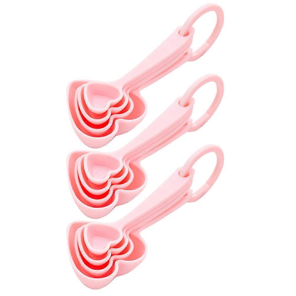 Sets/12-teiliges Herzförmiges Dessertlöffel-set Aus Kunststoff Für Den Haushalt, Kreatives Besteck, Tischbesteck, Hochzeitsgeschenk Für Zuhause Und Restaurant-12.00x5.00x5.00cm-pink