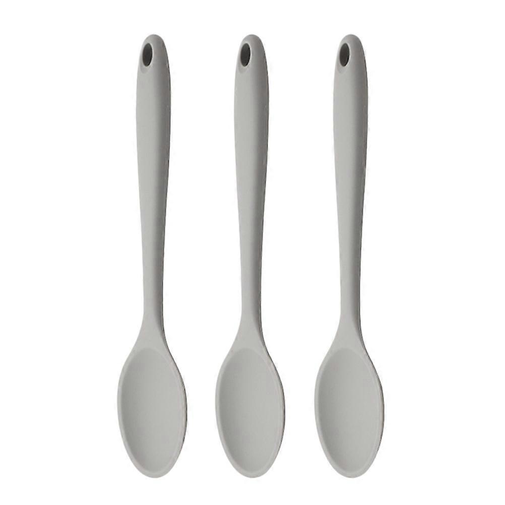 3er-set Küchen-silikonlöffel, Speiselöffel, Suppenlöffel, Kreative Salatlöffel-20.5x4cm-light Grey