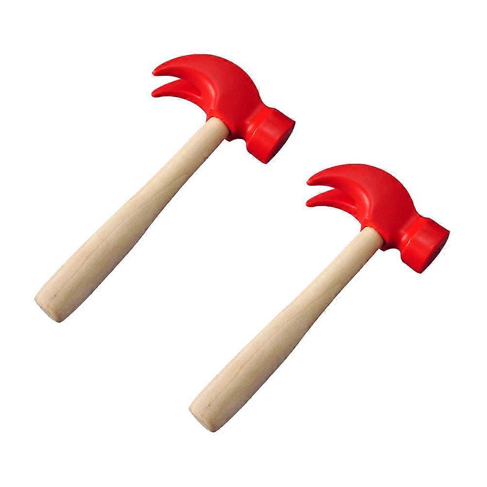 2-teiliges Spielzeug-holzhammer-werkzeugset Für Kinder, Simulations-wartungshammer-werkzeugset-16.5x6cm-red