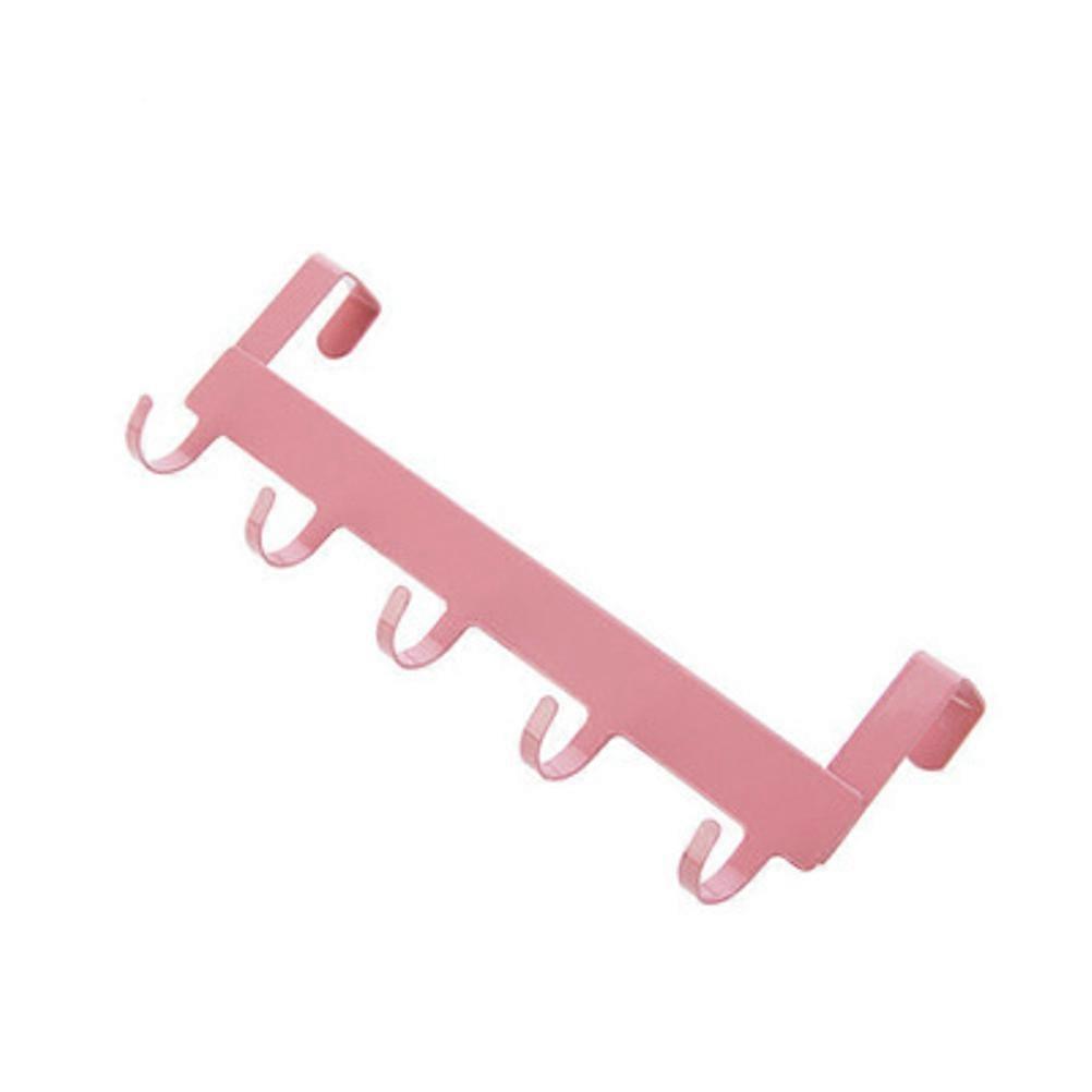 Eisen-türhaken, 5 Haken, Kleider- Und Schlüsselablage, Handtuch- Und Schmuckhaken, Ohne Bohren, Für Schlafzimmerschrank Und Küche-pink